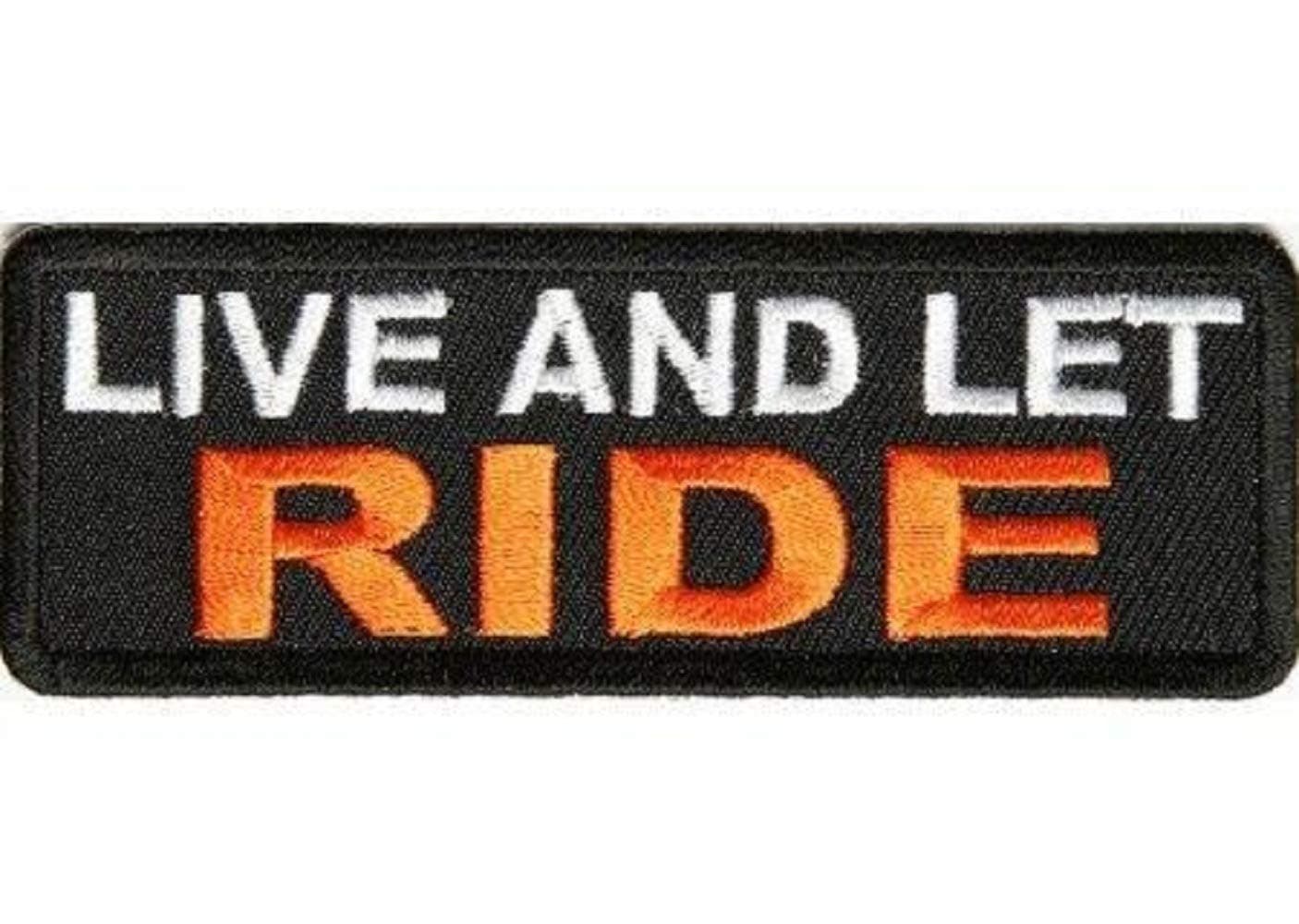 Motohog Unique Embroidered Iron & Sew on Patch (Live and Let Ride, Multicolor) 4x1.5 inches