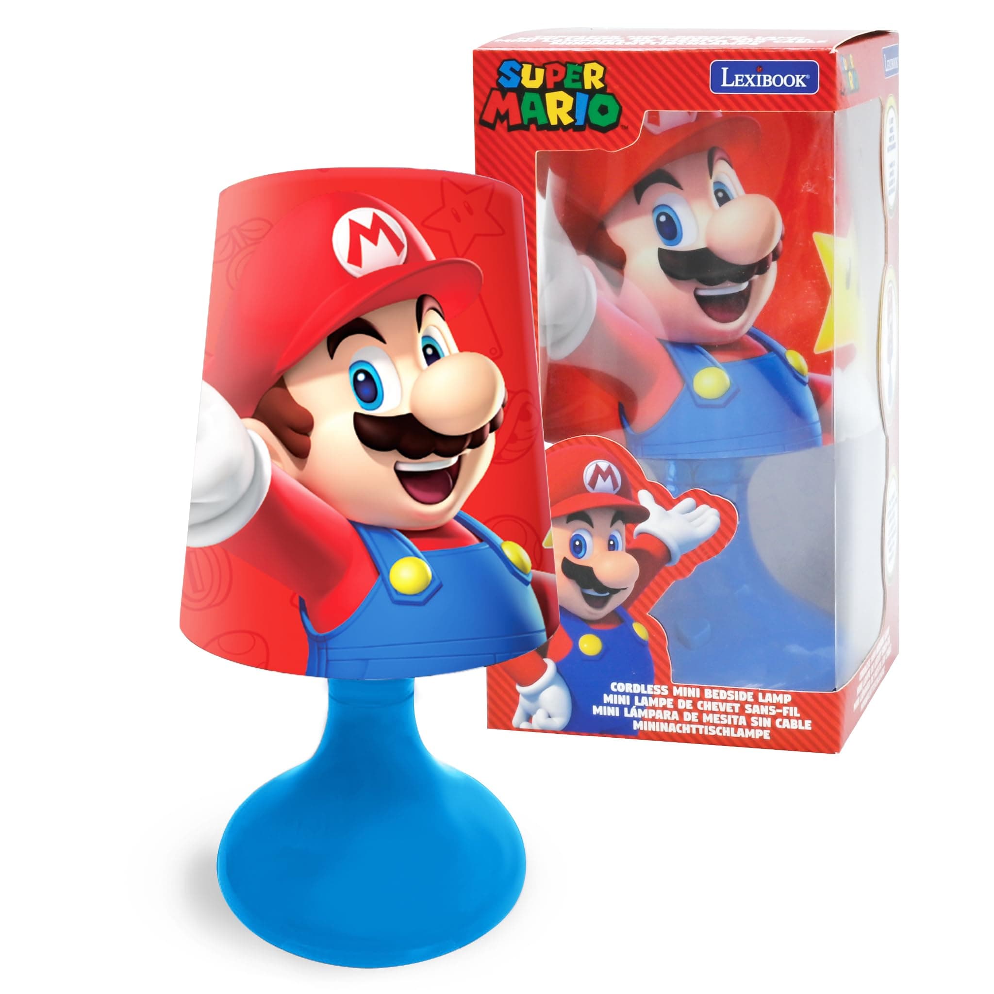 Lexibook, Super Mario, Mini Cordless Bedside Lamp and Nightlight, Red, MLT10NI