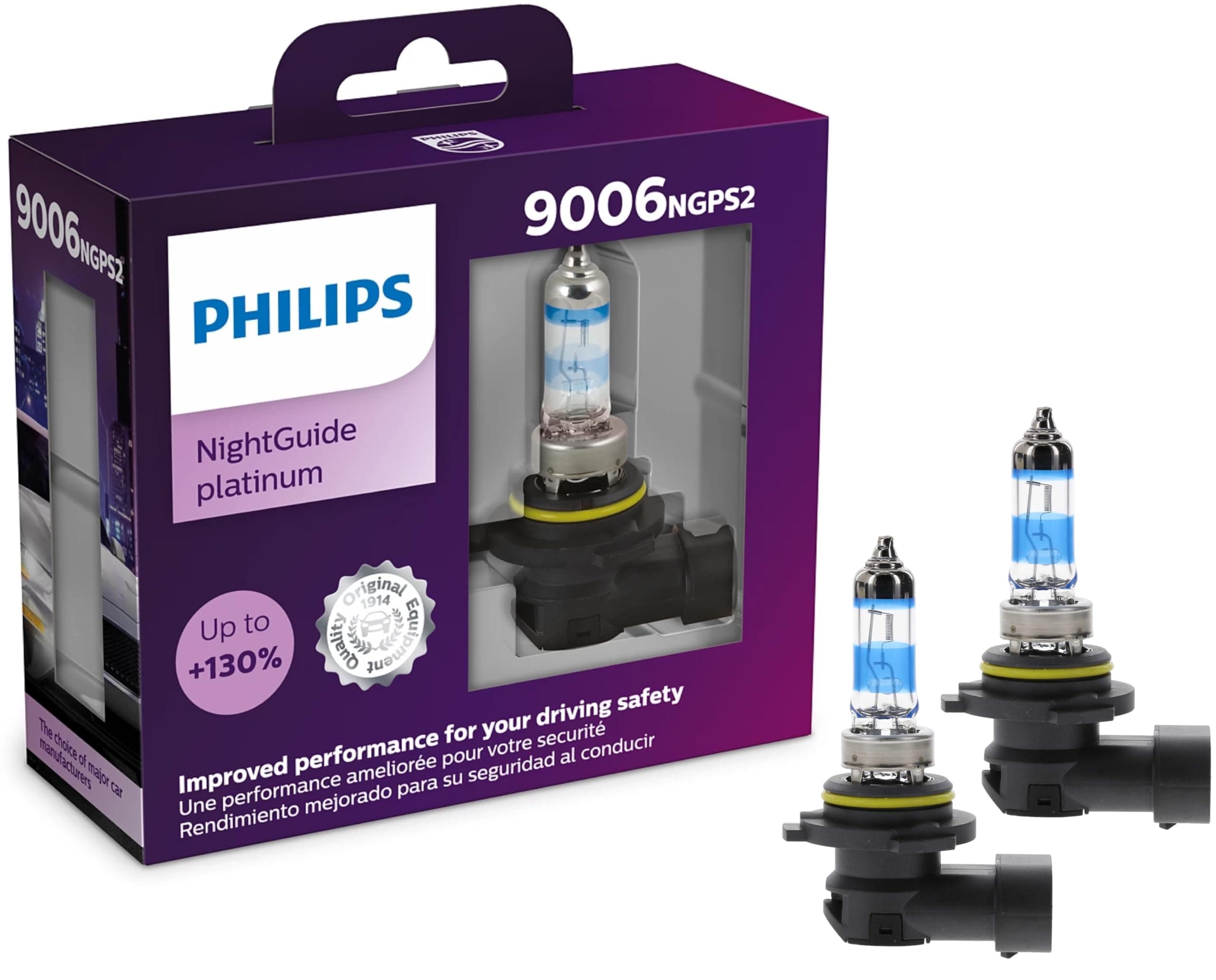 Philips automotive lighting 9006 NightGuide Platinum Upgrade Headlight Bulb, Pack of 2