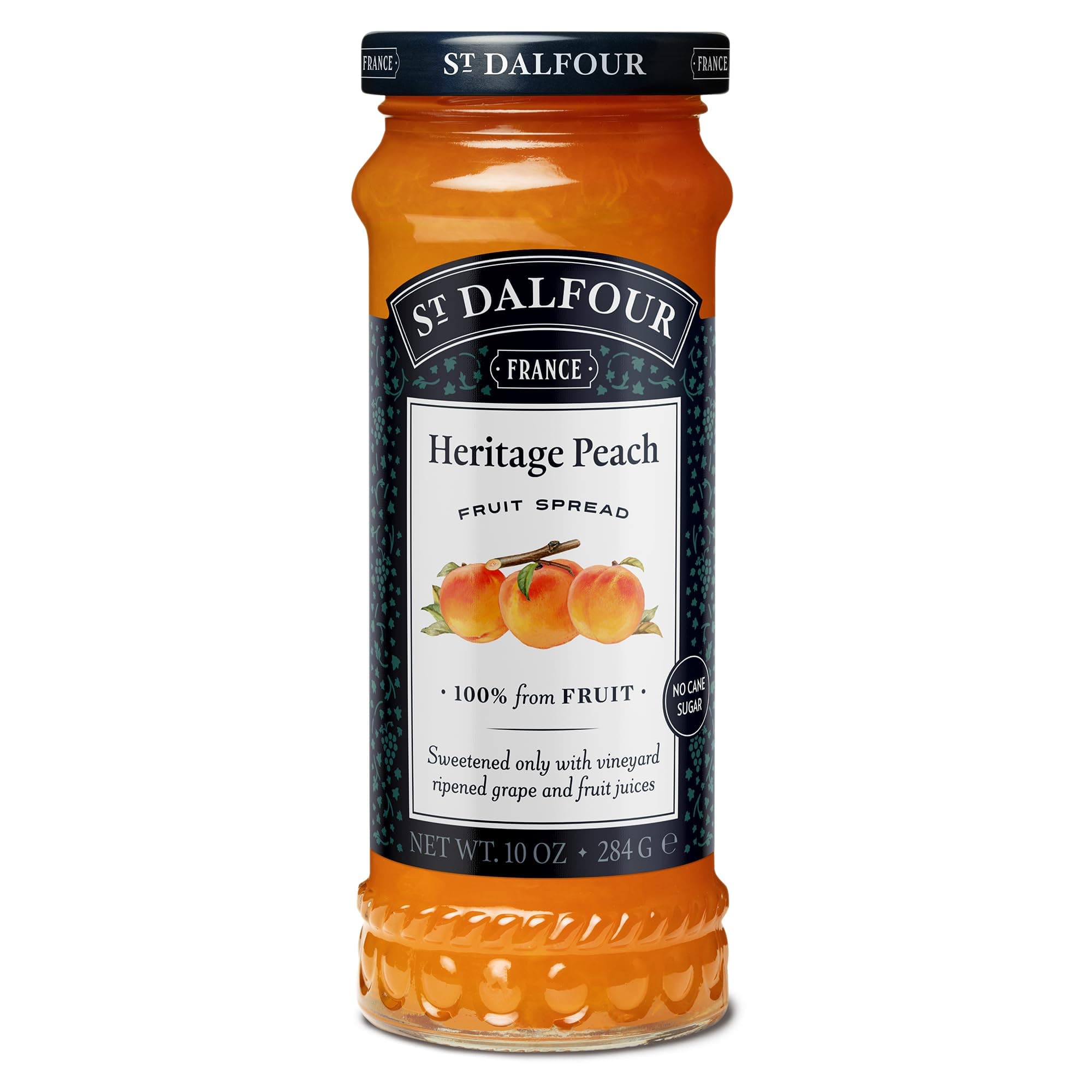 St Dalfour Fruit Spread - Deluxe - 100% Fruit - Golden Peach - 10oz - Case of 6