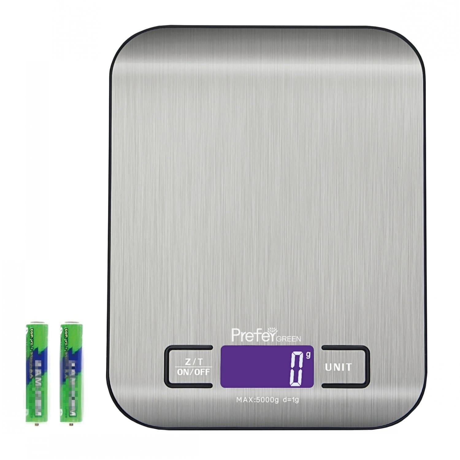 Prefer Green Digital Kitchen Scale, Pocket Cooking Scale, Mini Food Scale,Jewelry Scale Stainless Steel, (Batteries Included) (5000g)