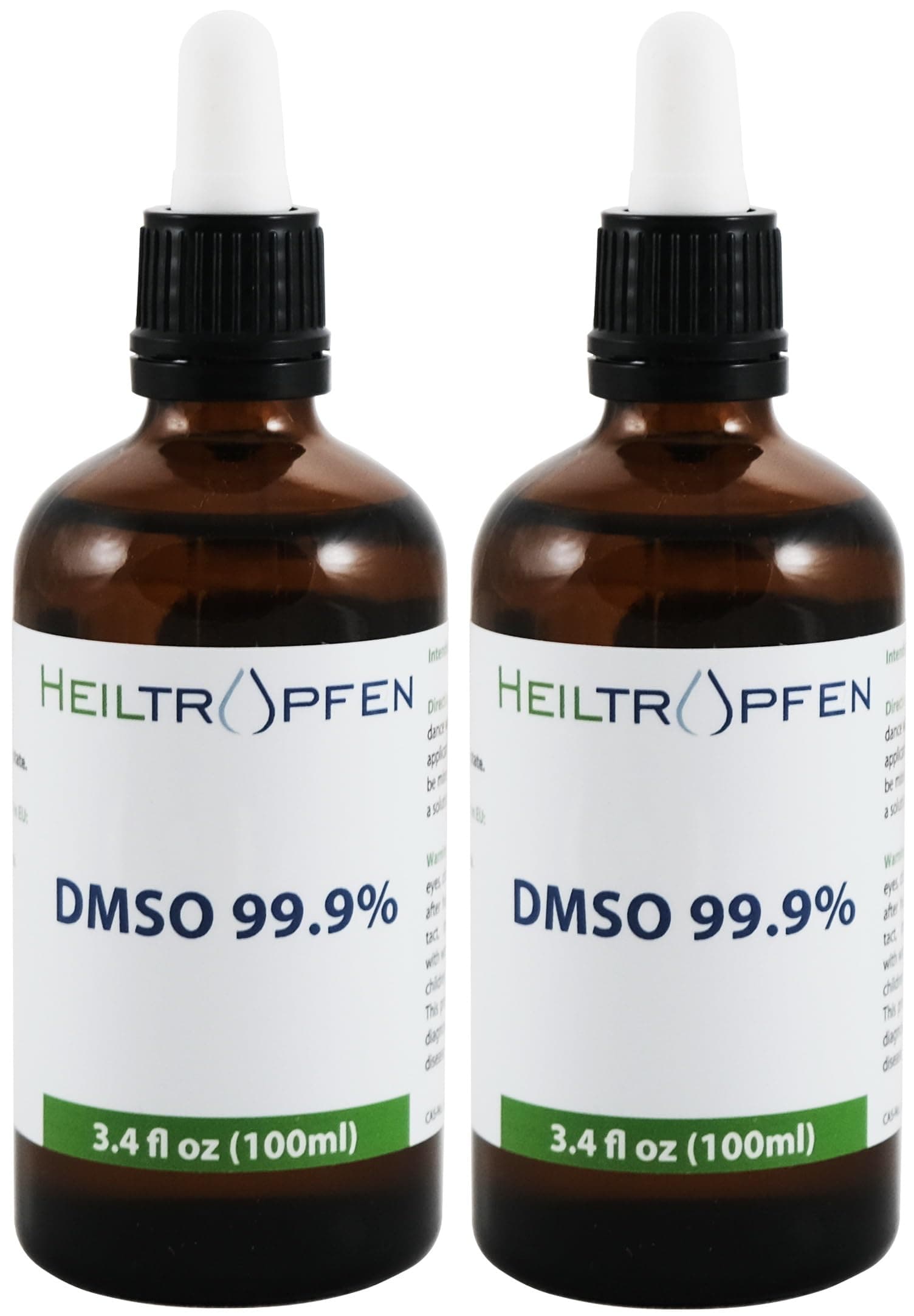 2X DMSO 99.9% Pharma grade ingredients | Low odor - Dimethyl sulfoxide liquid | 2X 3.4 Oz - 2X 100 ml | High purity | Set of two | Heiltropfen®