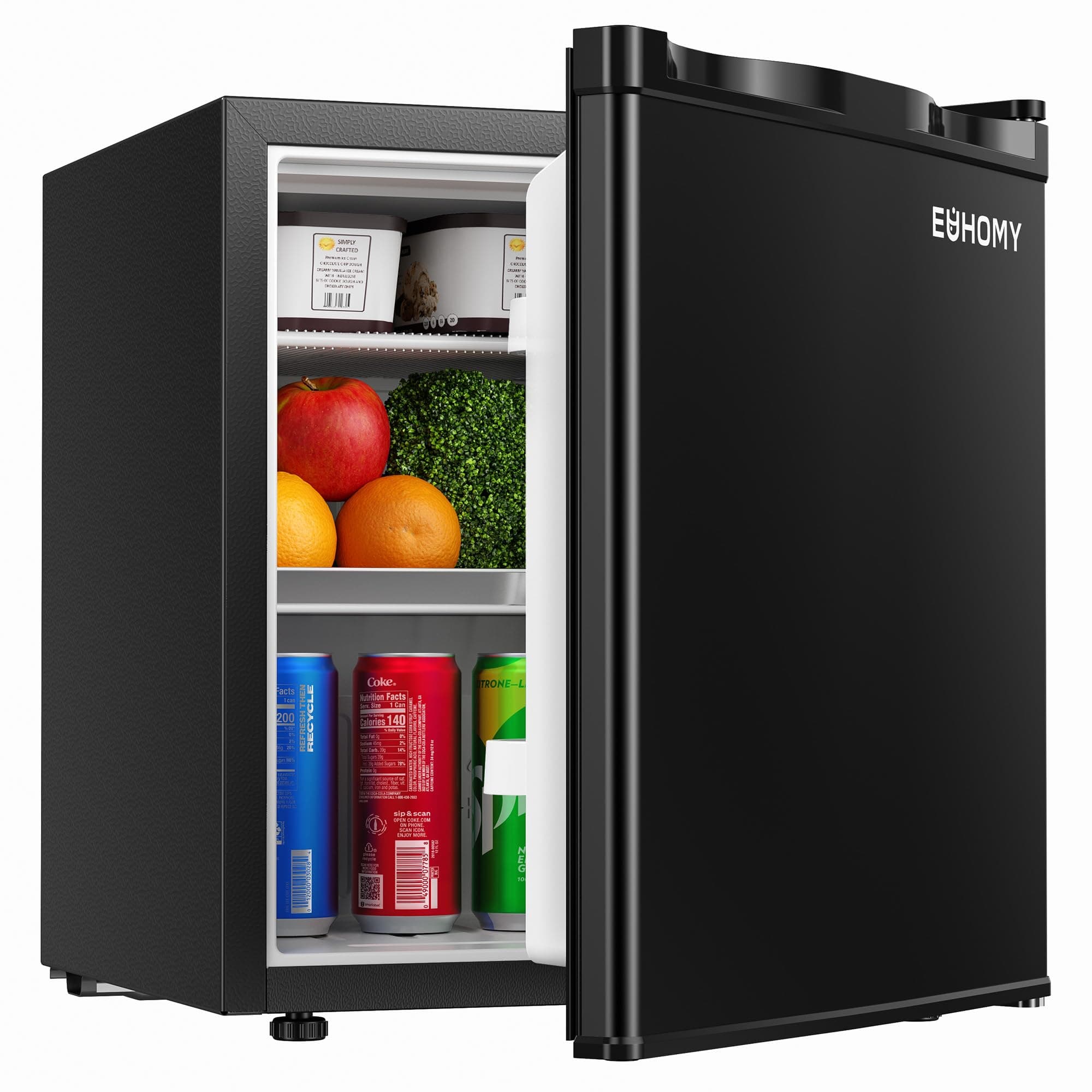 1.7 Cu.Ft Mini Fridge, Reversible Single Door Compact Refrigerator, Adjustable Thermostat, Energy Saving, Mini Fridge for Bedroom, Office, Dorm, Black