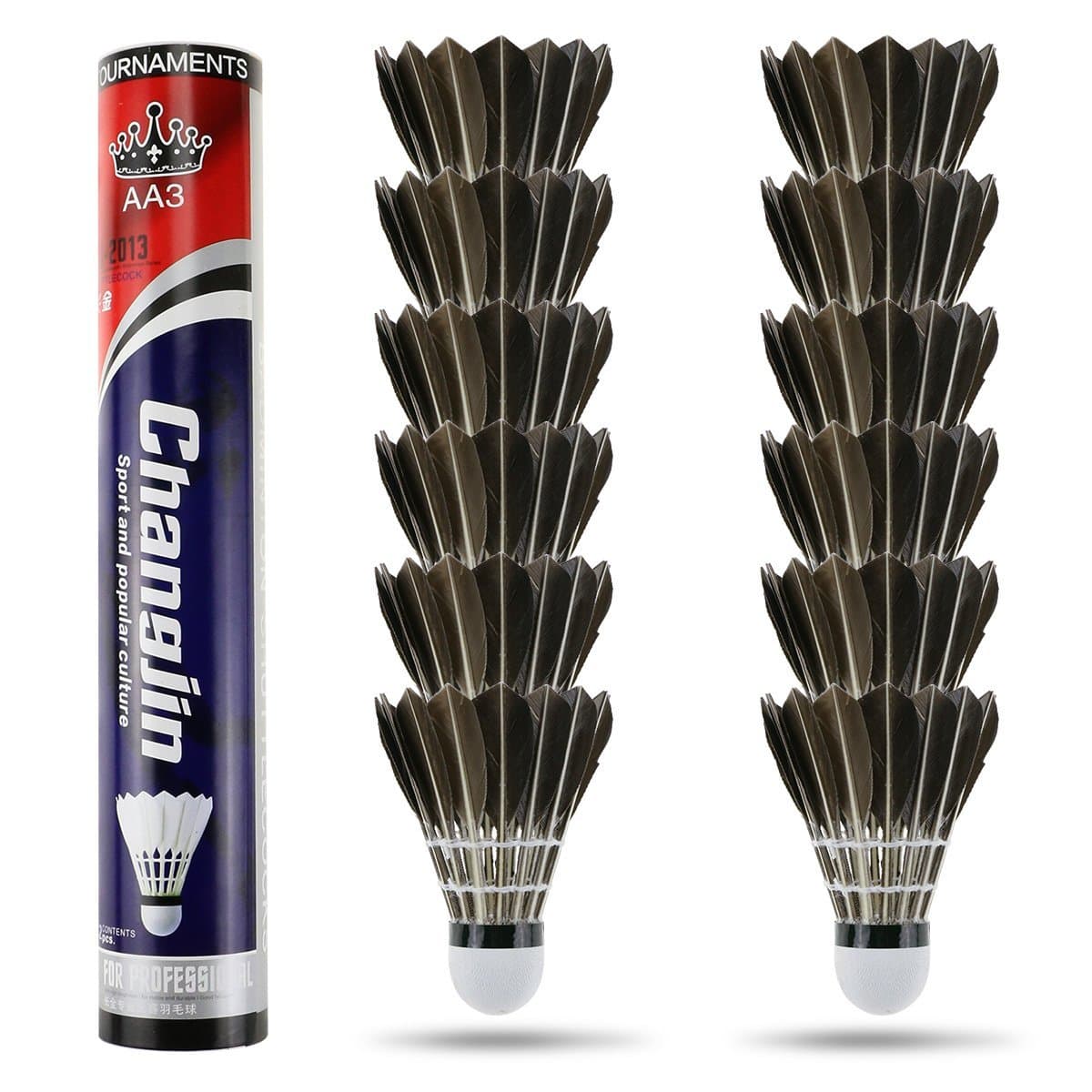 Philonext 12 Pack Goose Feather Badminton Shuttlecocks Balls with Great Stability & Durability, High Speed Badminton Balls for Indoor Outdoor Game (Black)