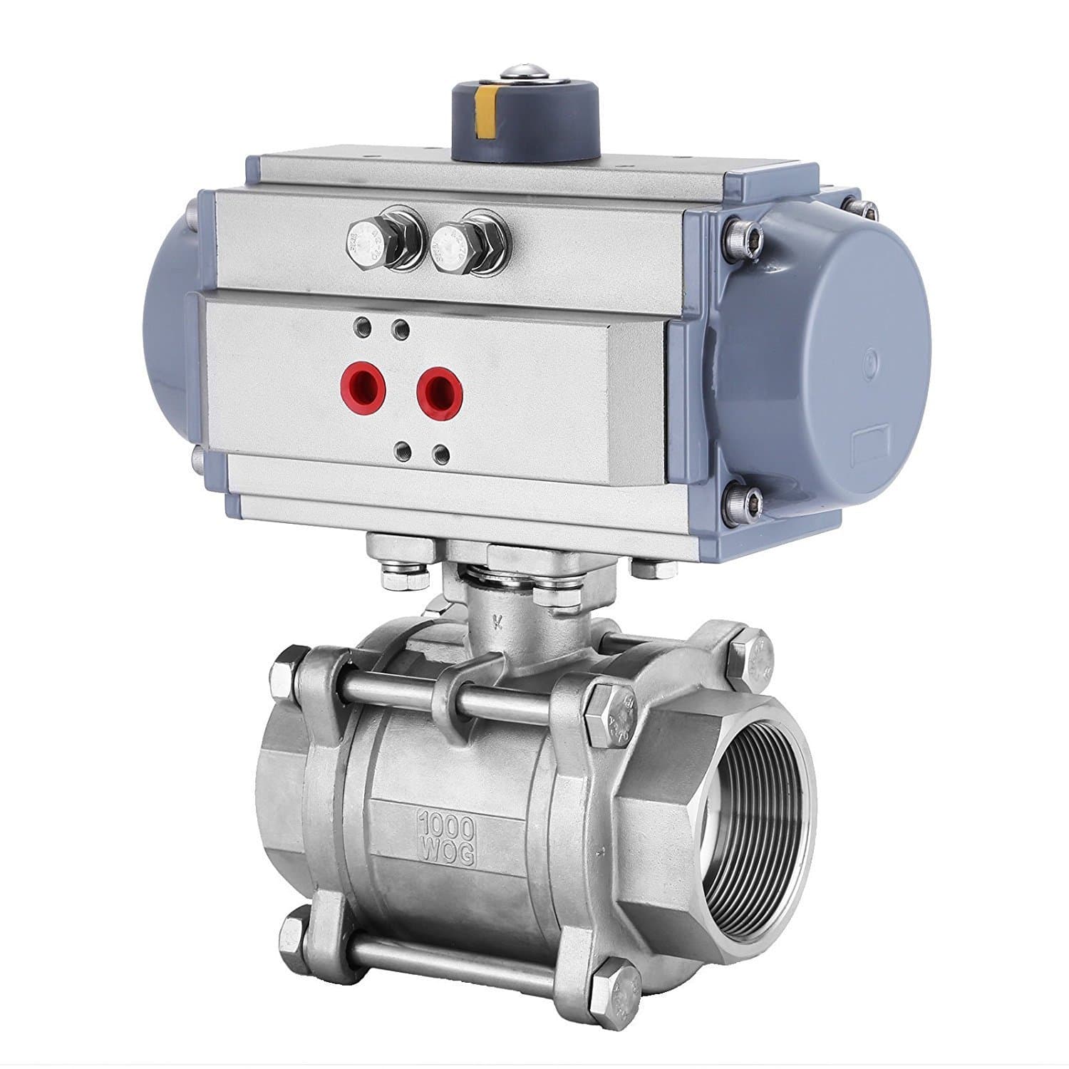 OrangeA NPT 2'' 3-Piece Pneumatic Actuated Ball Valve Double Acting Pneumatic Actuator NPT Ball Valve Actuator 2 Inch Pneumatic Actuated Ball Valve