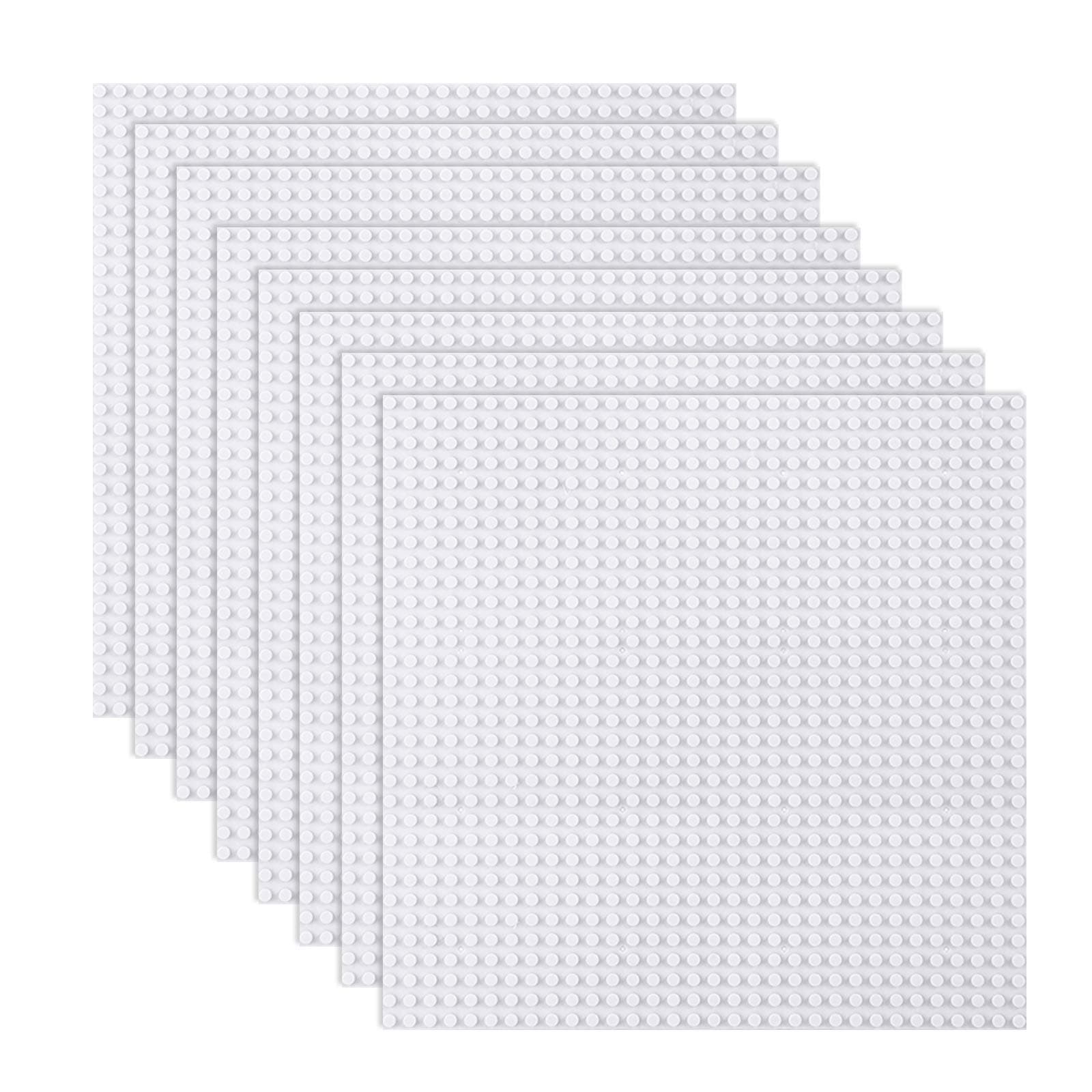 Classic Baseplates Building Plates for Building Bricks 100% Compatible with All Major Brands-Baseplate, 10" x 10", Pack of 8 (White)