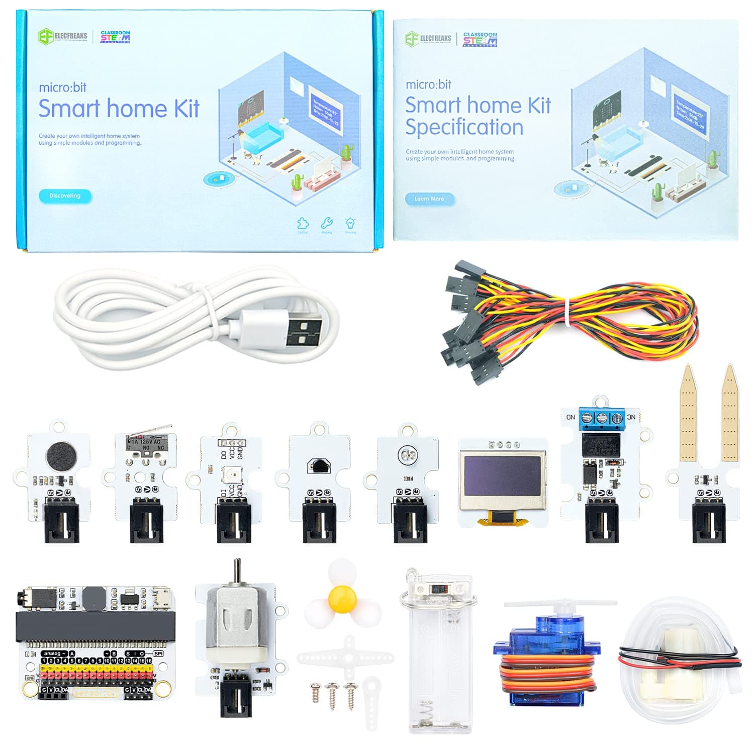 EF ELECFREAKS microbit Smart Home Kit for Kid Micro:bit Sensor Starter Kit Octopus Series Sensor, DIY Programming STEM kit with Basic Coding Electronics Modules and Wiki Tutorial(Without Micro:bit)