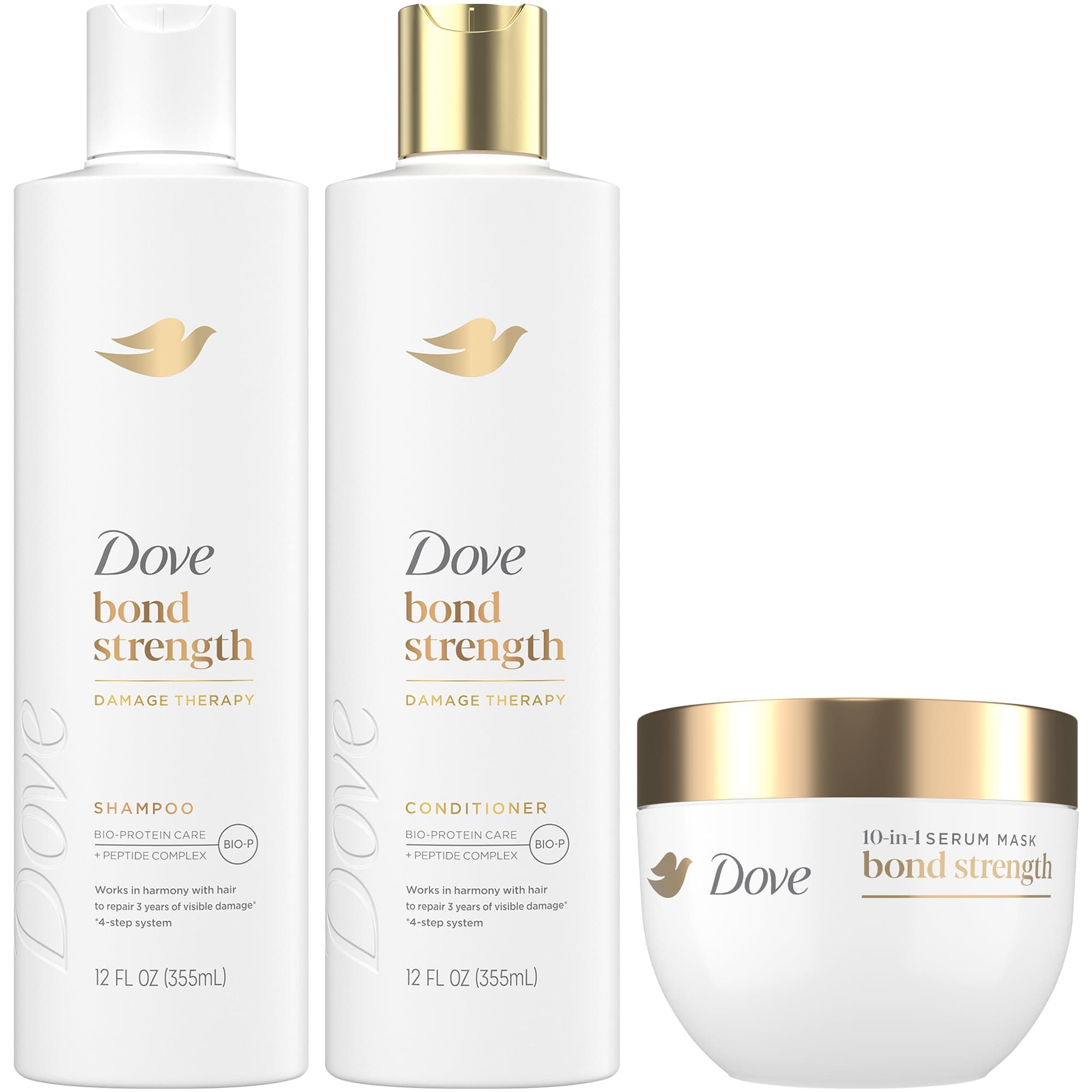 Dove Bond Strength Shampoo & Conditioner Set + Hair Mask Serum Bundle