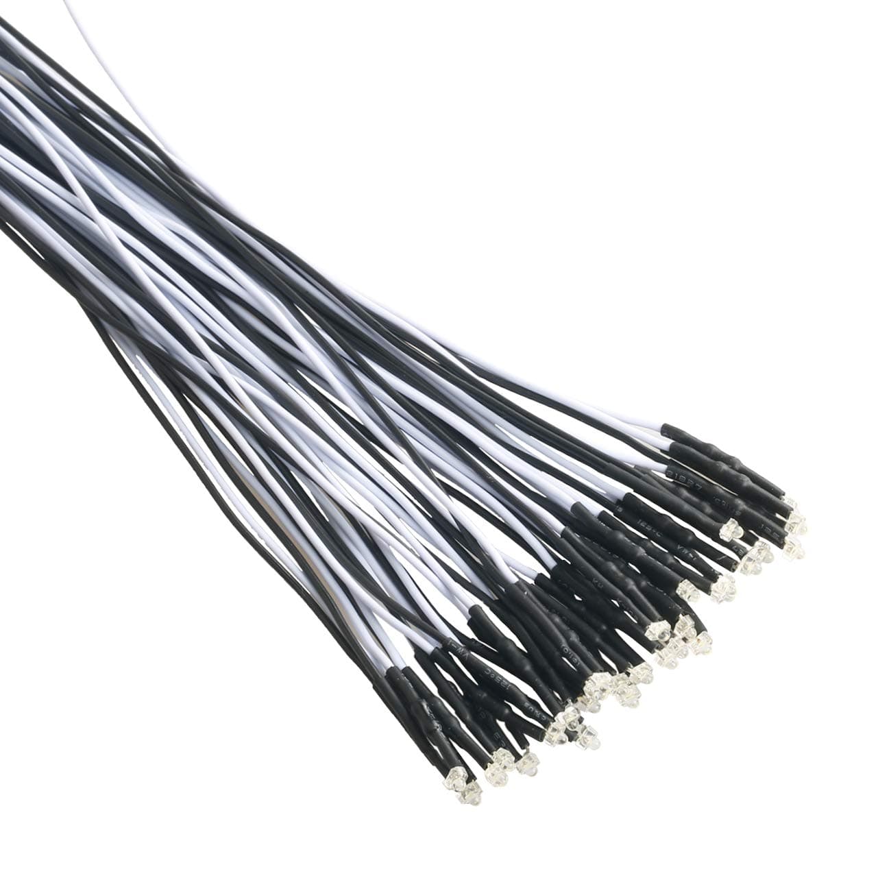 30pcs 12 Volt 1.8mm White LED Lights Emitting Diodes Pre Wired 7.9 inch DC 12v LED Light Clear Lens Small LED Lamps