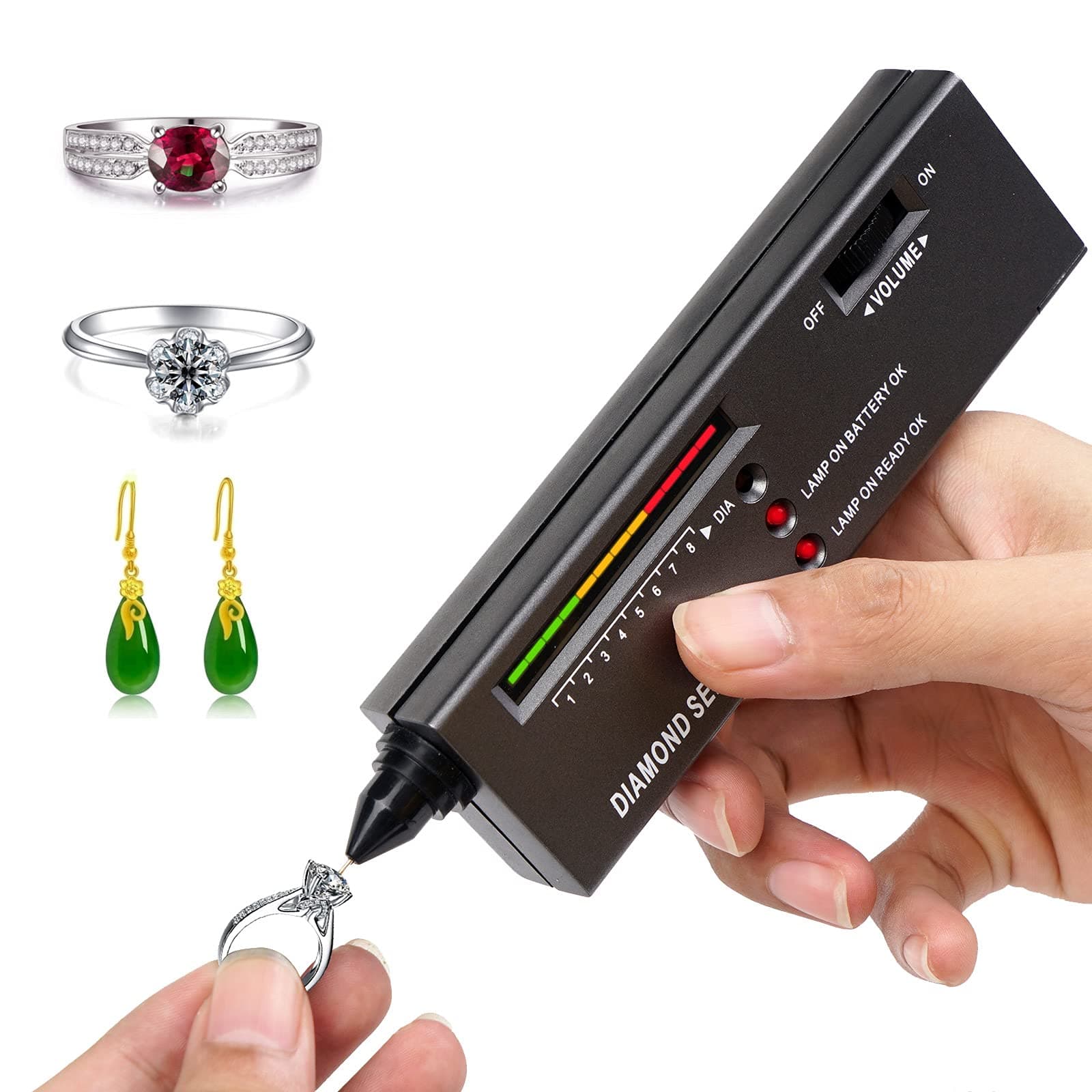 Dupeakya Professional Diamond Tester, Gem Tester Pen Portable Electronic Diamond Tool for Jewelry Jade Ruby Stone