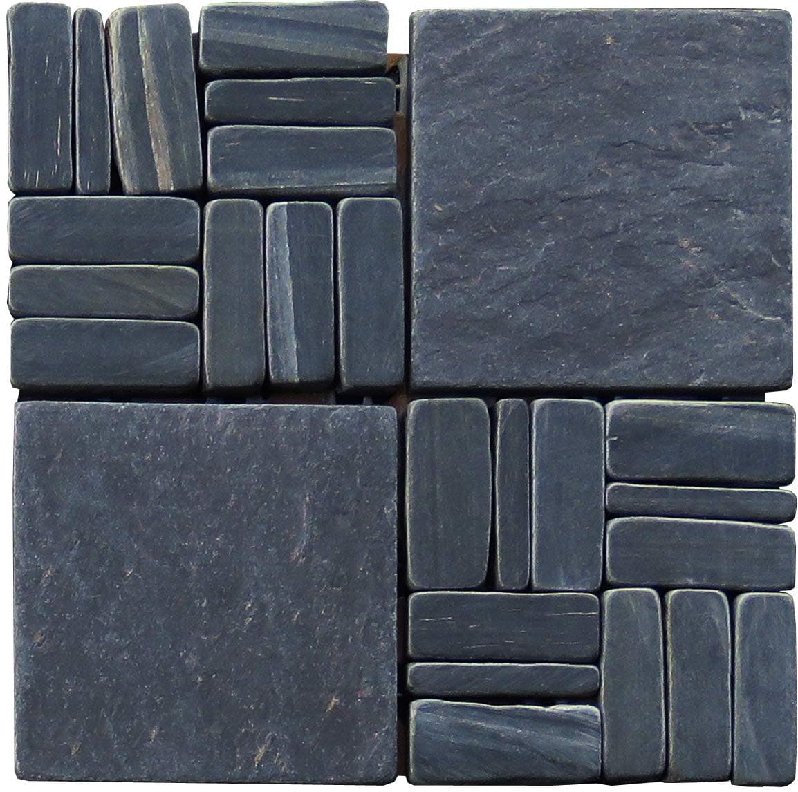 LS010-S-sample Landscape Wonder Slate 2 x 2-Inch Alternate Mosaic Tile Sheet, Sample, Black