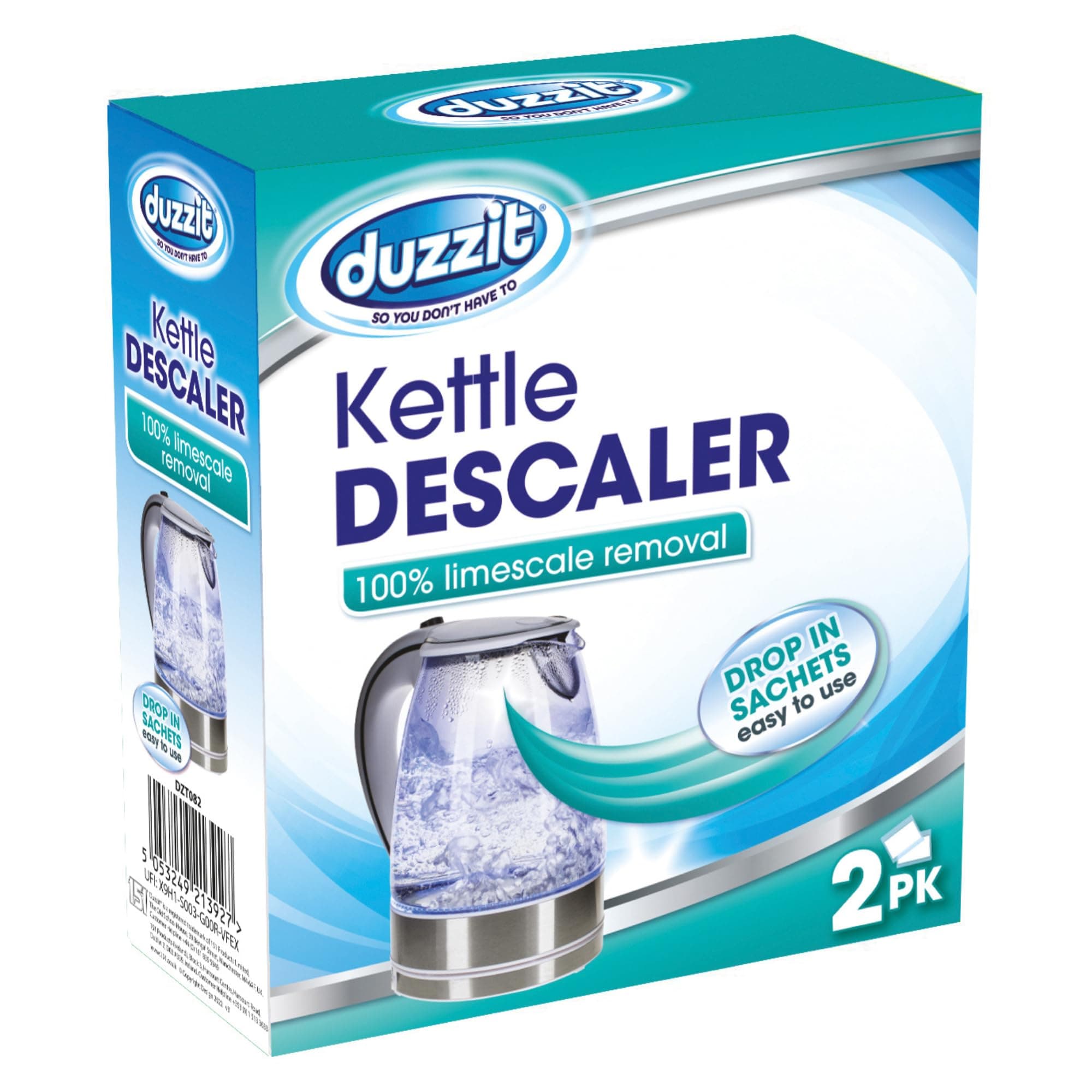Duzzit Kettle Descaler Limescale Remover Easy To Use Drop In Sachet, Blue, (Pack Of 2)