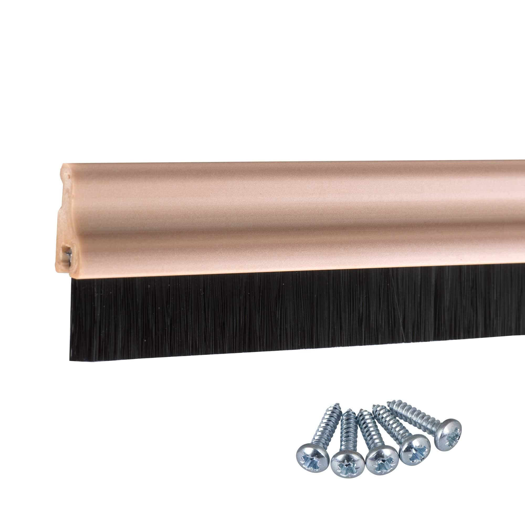 Door Bottom Brush Strip Draught Excluder Sweep Seal 3 Pack Wood Effect PVC - Can Be Painted