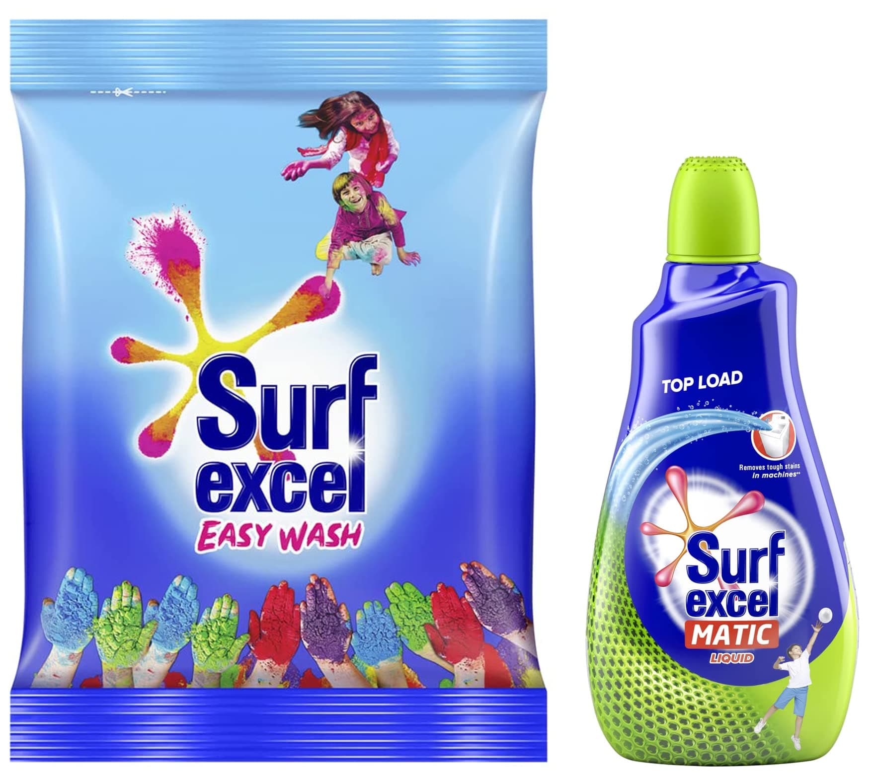 Easy Wash Detergent Powder, 5 Kg & Matic Top Load Liquid Detergent 1 L, Specially designed for Tough Stain Removal on Laundry in Washing Machines