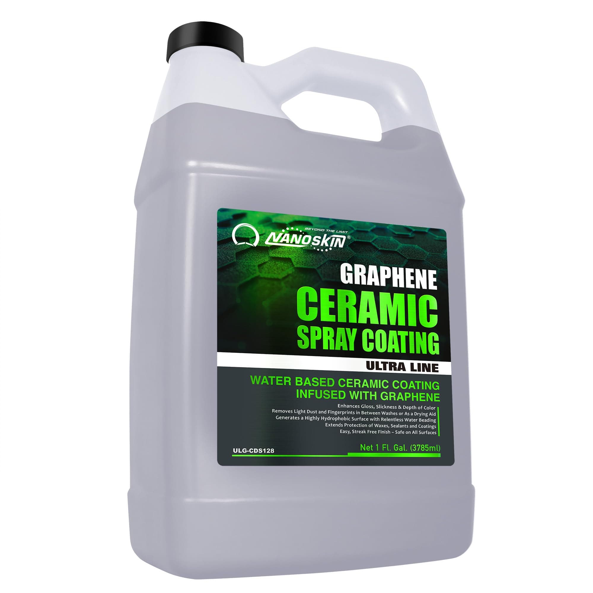 Graphene Ceramic Spray Coating 1 Gallon – Water Based Super Hydrophobic Spray Substitutes Car Waxes, Paint Sealant, Top Coat Polymer | Apply After Car Wash, Clay Bar, Car Polisher Buffer