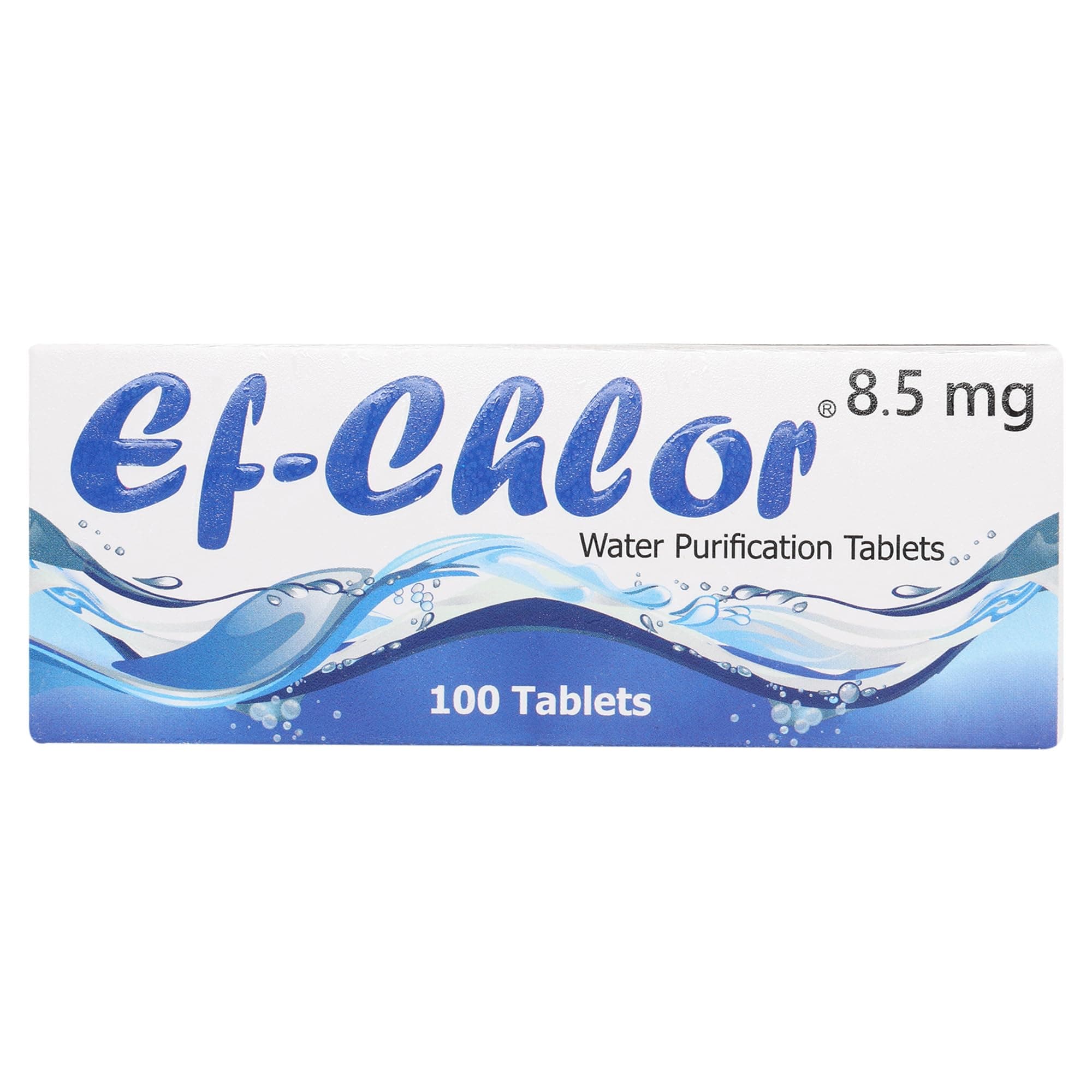Ef-Chlor 8.5mg emergency use Water Purification Tablets for Mountaineering Travelling Roaming Roving Outdoor Travels Trekking Camping & Hiking 1-tablet purify 1-2 litres water pack of 100 Tablet