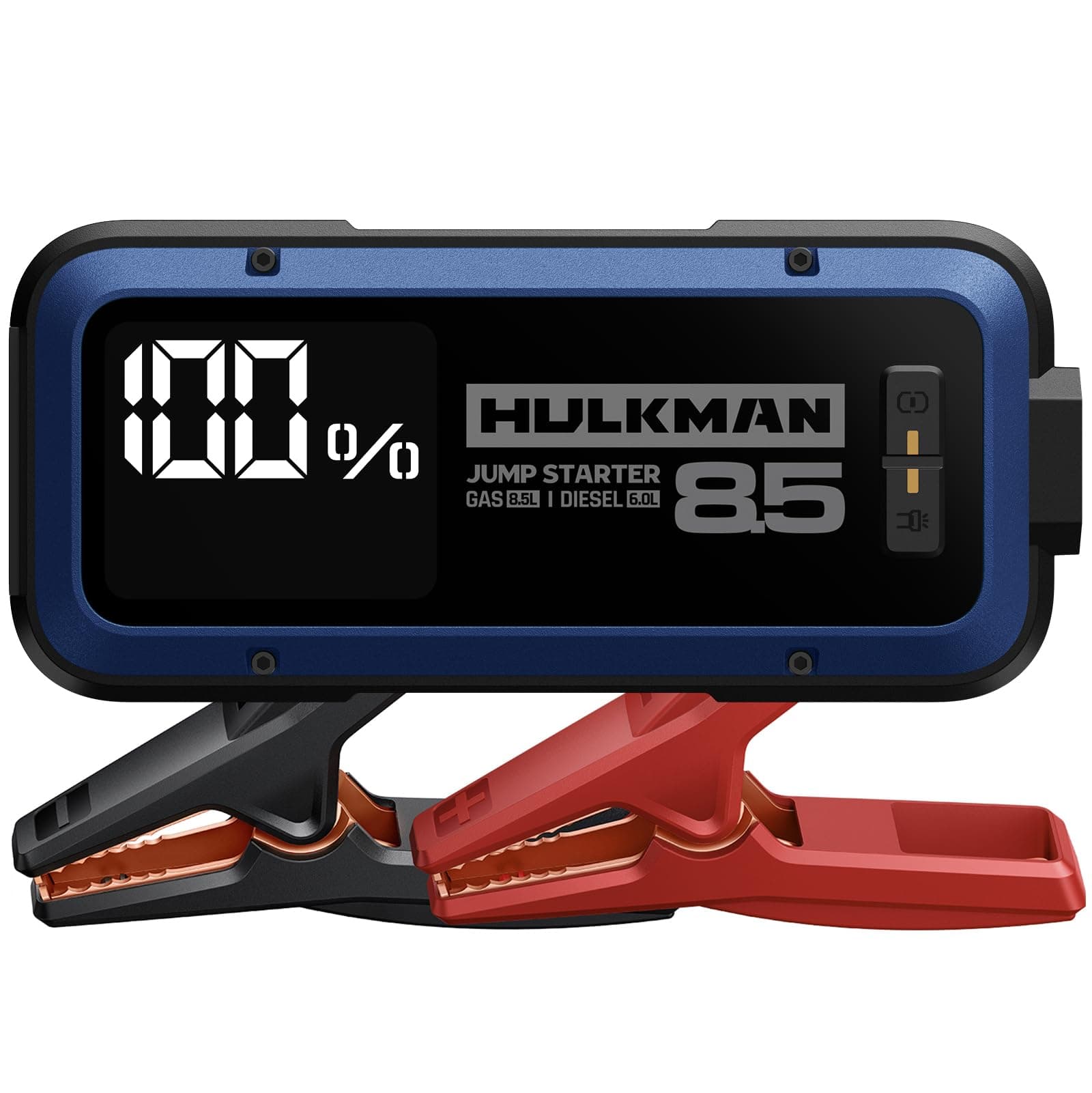 Hulkman Alpha85,Cobalt Blue,2000A 74Wh Smart Jump Starter, 12V Portable Car Battery Booster with 3.3" Display, USB-C Power Pack, 5-Mode Flashlight, Jumper Cables for up to 8.5L Gas/6.0L Diesel