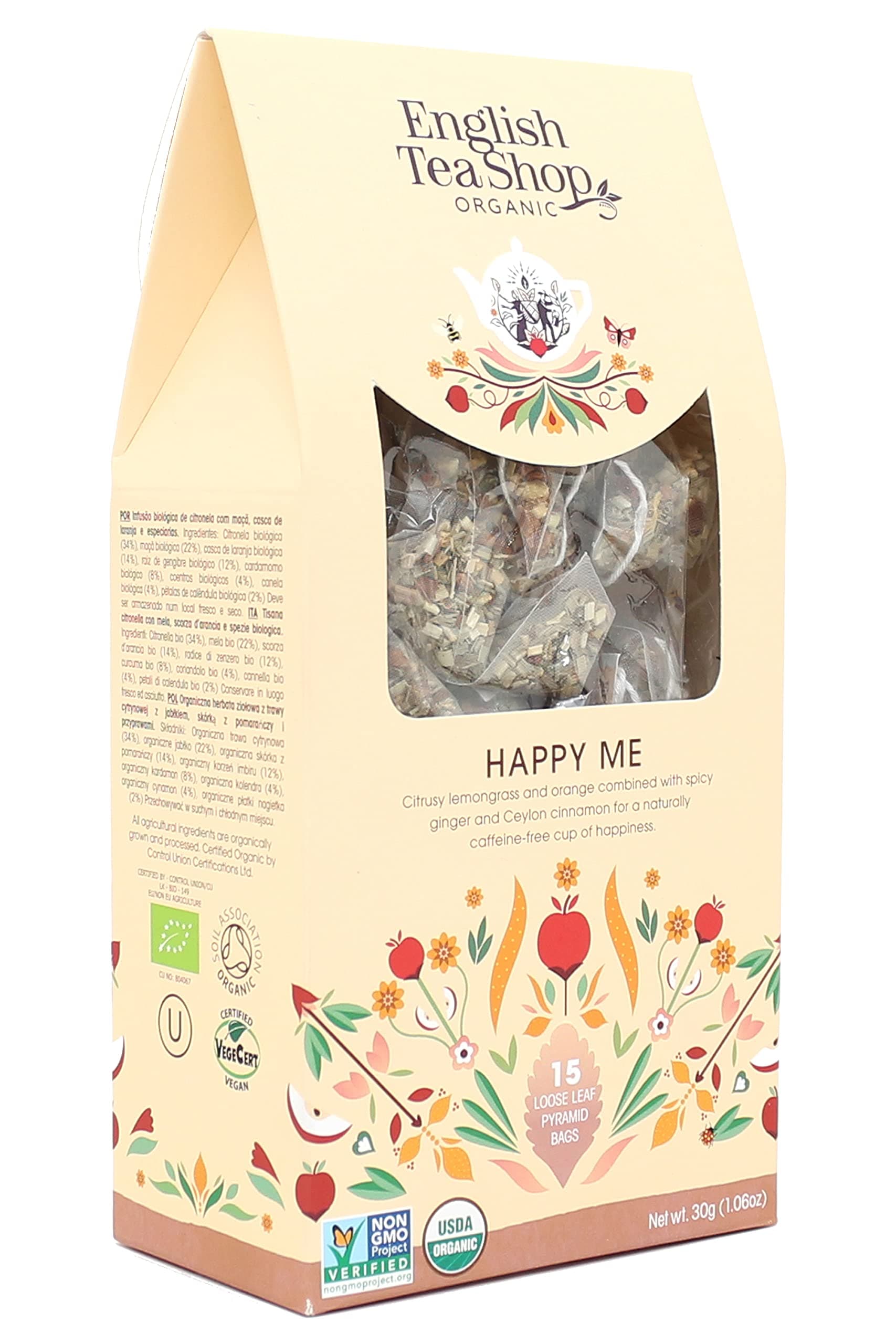 English Tea Shop Organic Happy Me Loose Leaf - 15 Loose leaf pyramid tea bags