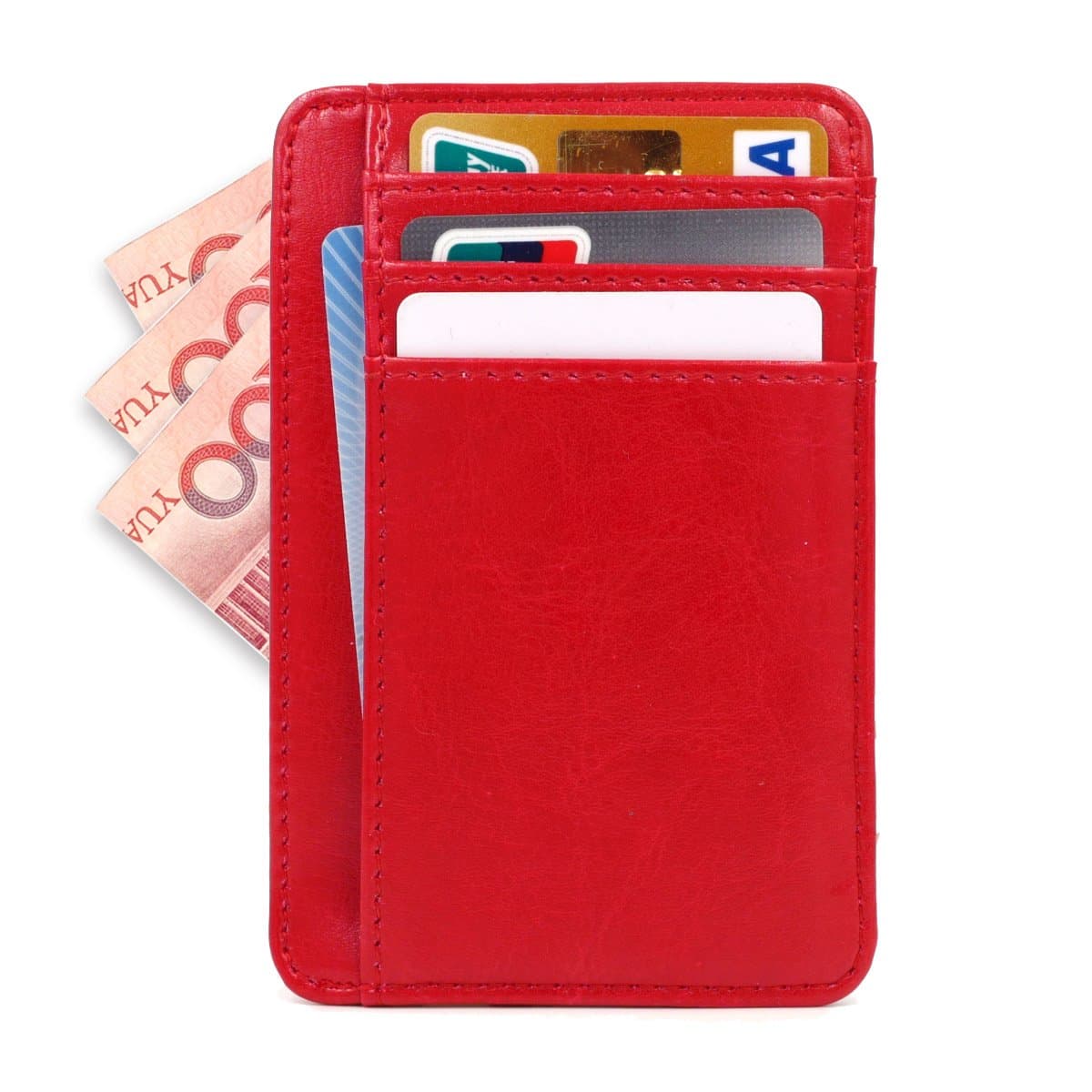 kandouren Slim RFID Blocking Leather Front Pocket Wallet for Women & Girl,Money Clip,Credit Card Holder Case(Red Cat)