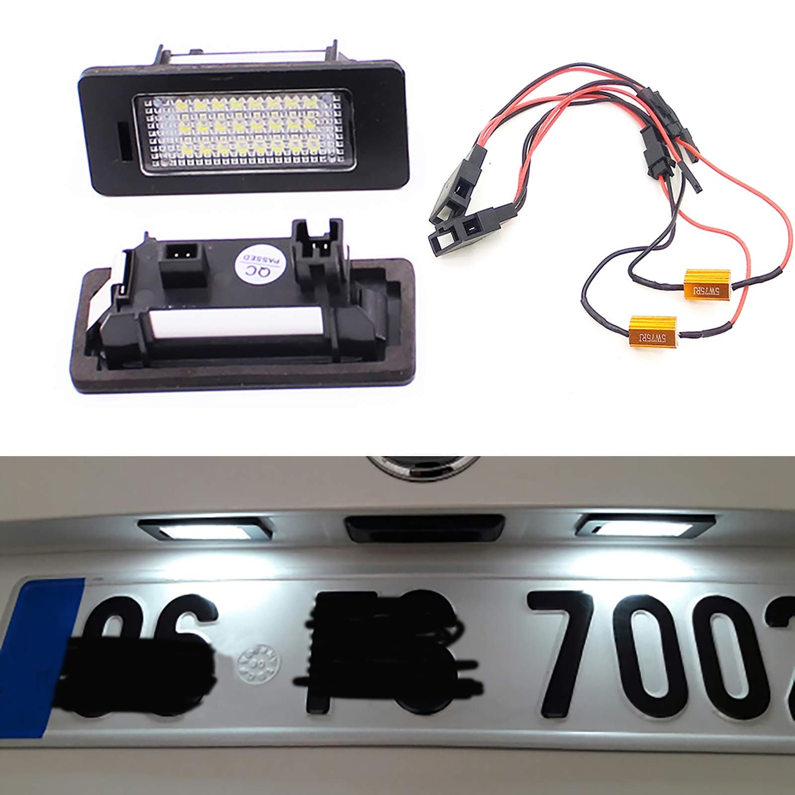 Xinctai 2PCS Super Bright LED License Plate Light Compatible with Volkswagen VW Golf MK 6 7 Plus Passat B6 B7 Variant Jetta Sharan Touran Touareg