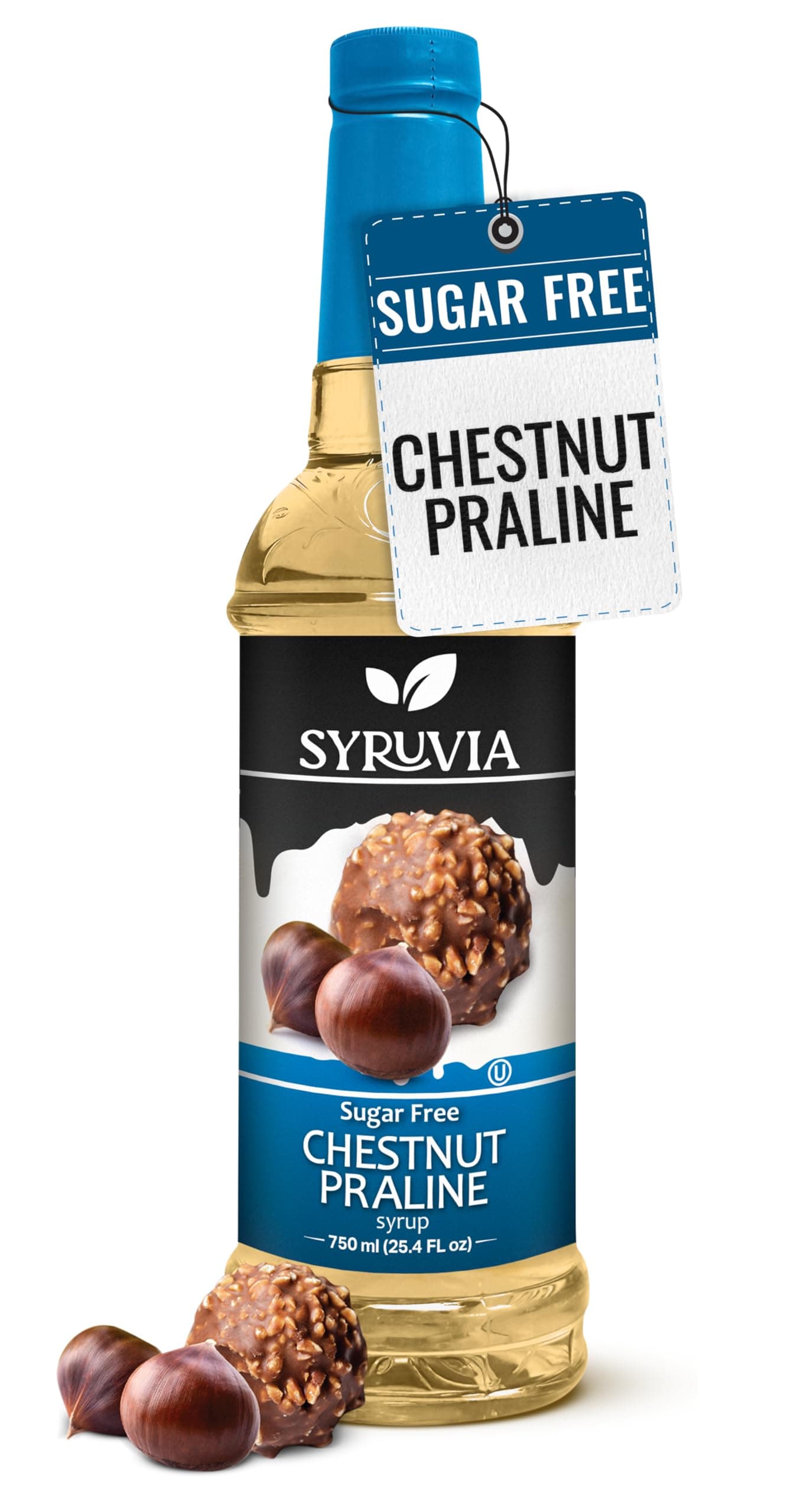 Sugar Free Coffee Syrup, Chestnut Praline Flavored Syrup for Drinks, Lattes, and Desserts – 25.4 fl oz