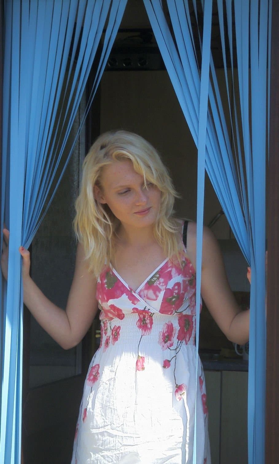 Tube Type Door Curtain,Bug Blind,Fly Blind,Strip Blind-'POWDER BLUE' - 80cm wide x 200cm drop