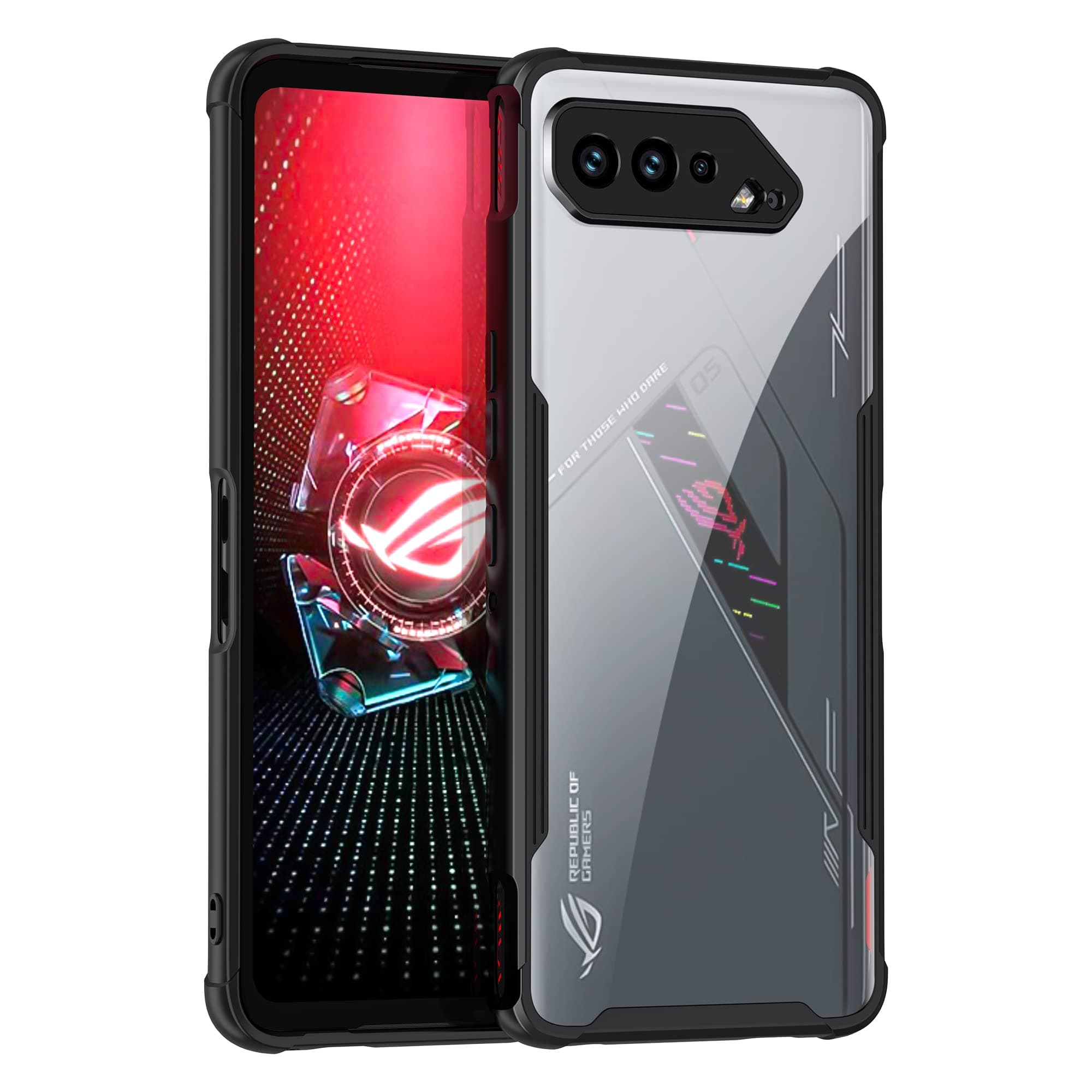 Fanbiya Armor for ASUS ROG Phone 5 / 5s / 5 Pro / 5s Pro / 5 Ultimate Case with Camera Protector, Soft Slim TPU Clear Acrylic PC Back Full Body Protection Cover, Heavy Duty Rugged Shockproof Case