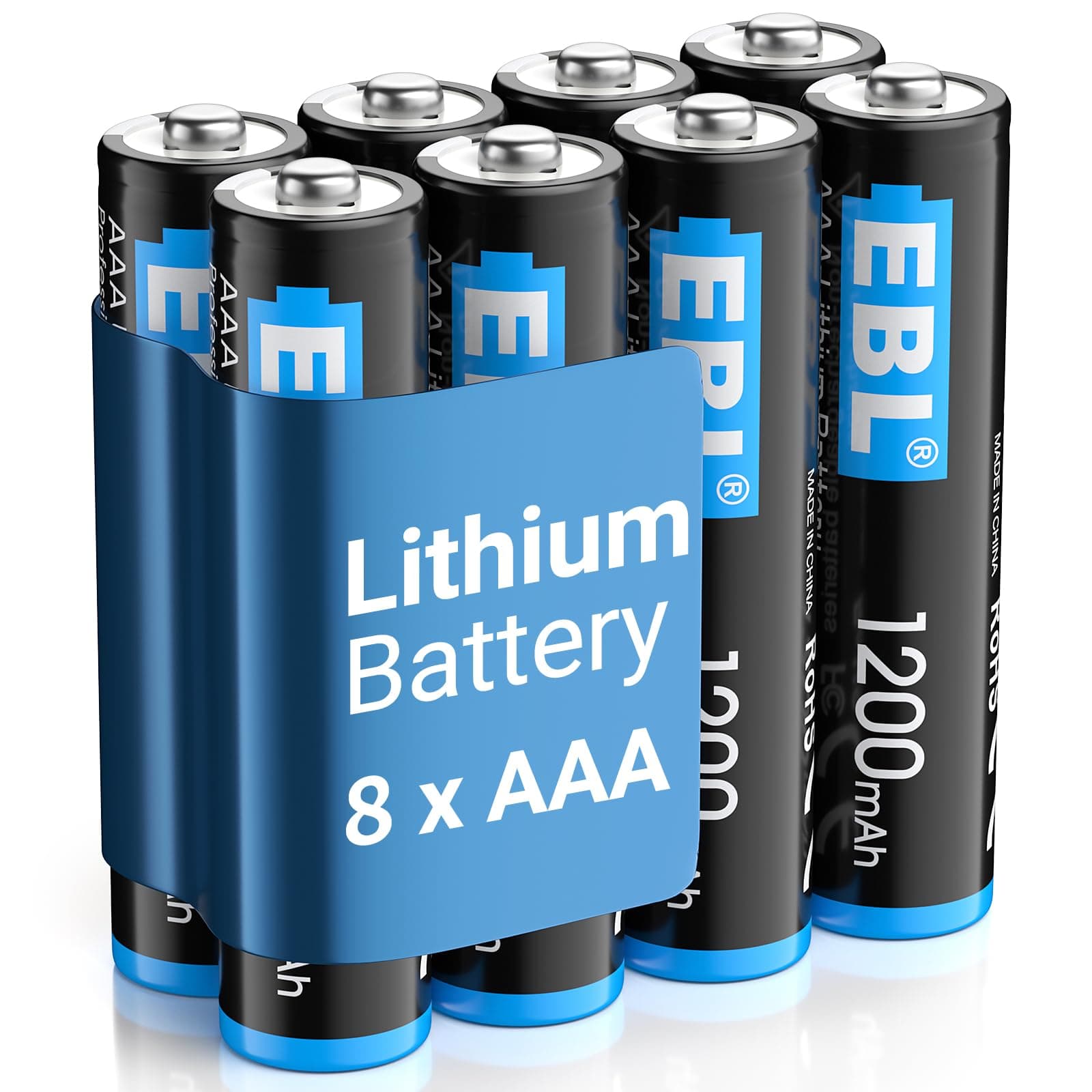 EBL 8 Pack 1200mAh 1.5V Lithium AAA Batteries - High Performance Constant Volt for Remote Control, Toys, Digital Cameras (Non-Rechargeable)