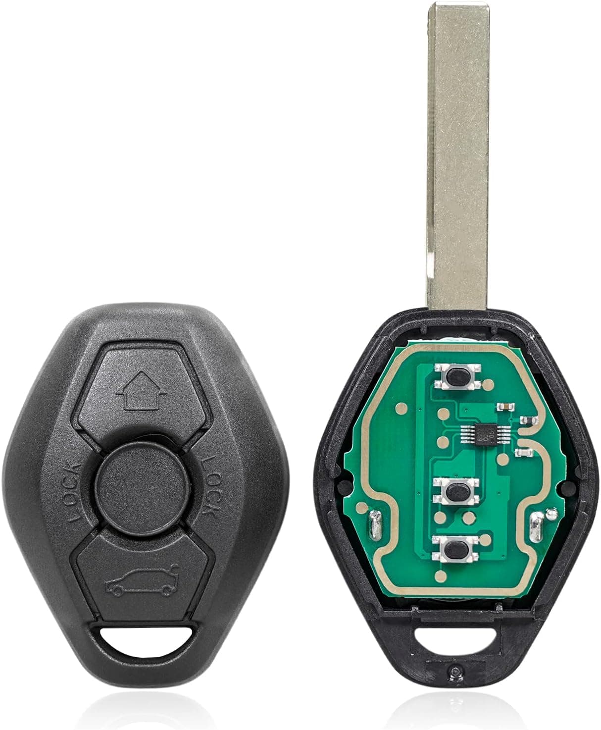 433MHz 3-Button Car Key Fob with HU92 Blade, Replacement Remote Key Fit for BMW E39 E46 E53 E60 X3 E83 X5 CAS2 System
