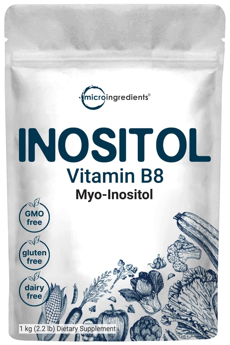 Micro Ingredients Pure Inositol Powder, 1kg (2.2lbs)