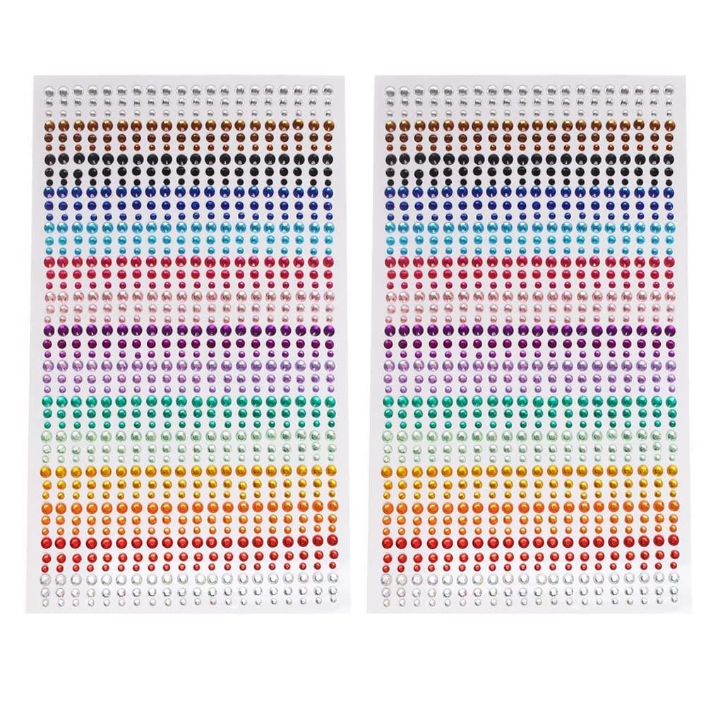 MAKINGTEC 2100 Pcs Rhinestone Stickers, Self Adhesive Crystal Glitter Diamond Art Gemstone Stickers for Face Diy Crafts Nail Phone Case Decoration (Colorful 2pcs)