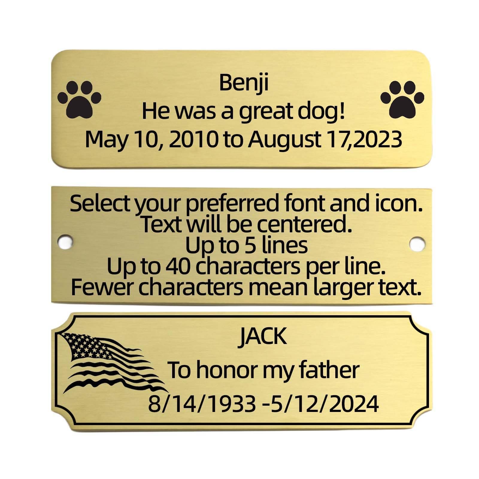 Brushed Stainless Steel Personalized Name Plaque,Engraved Custom Name Plate,Engraving Custom Name Plate with Adhesive Backing or Screws for URN,Trophy, Picture Frame