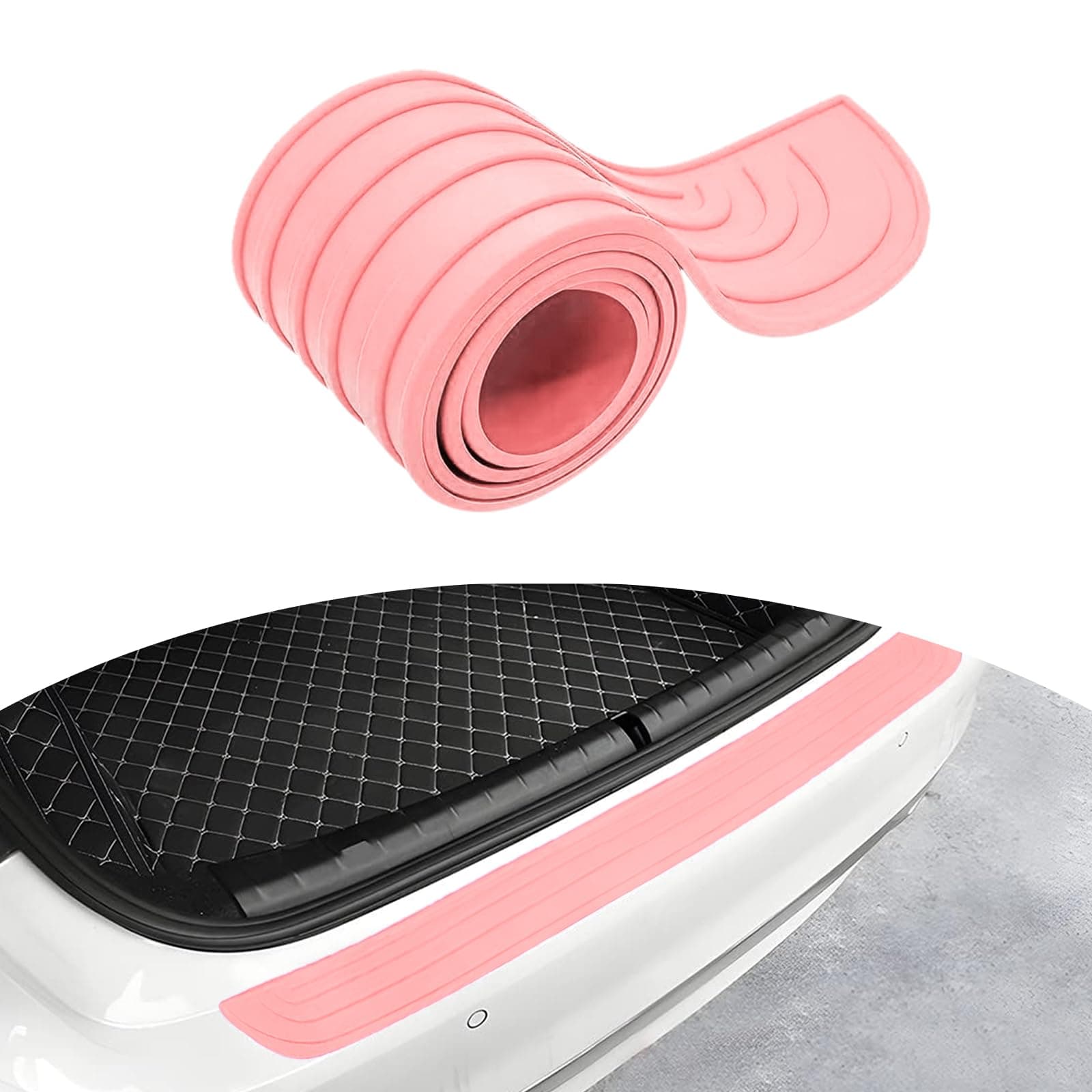 Ziciner Car Rear Bumper Protector Guard, Auto Anti-Scratch Collosion Rubber Trunk Door Entry Guards, Non-Slip Vehicle Bumper Protection Strip, Fit for Most SUVs, Vans (41"x3.5", Pink)
