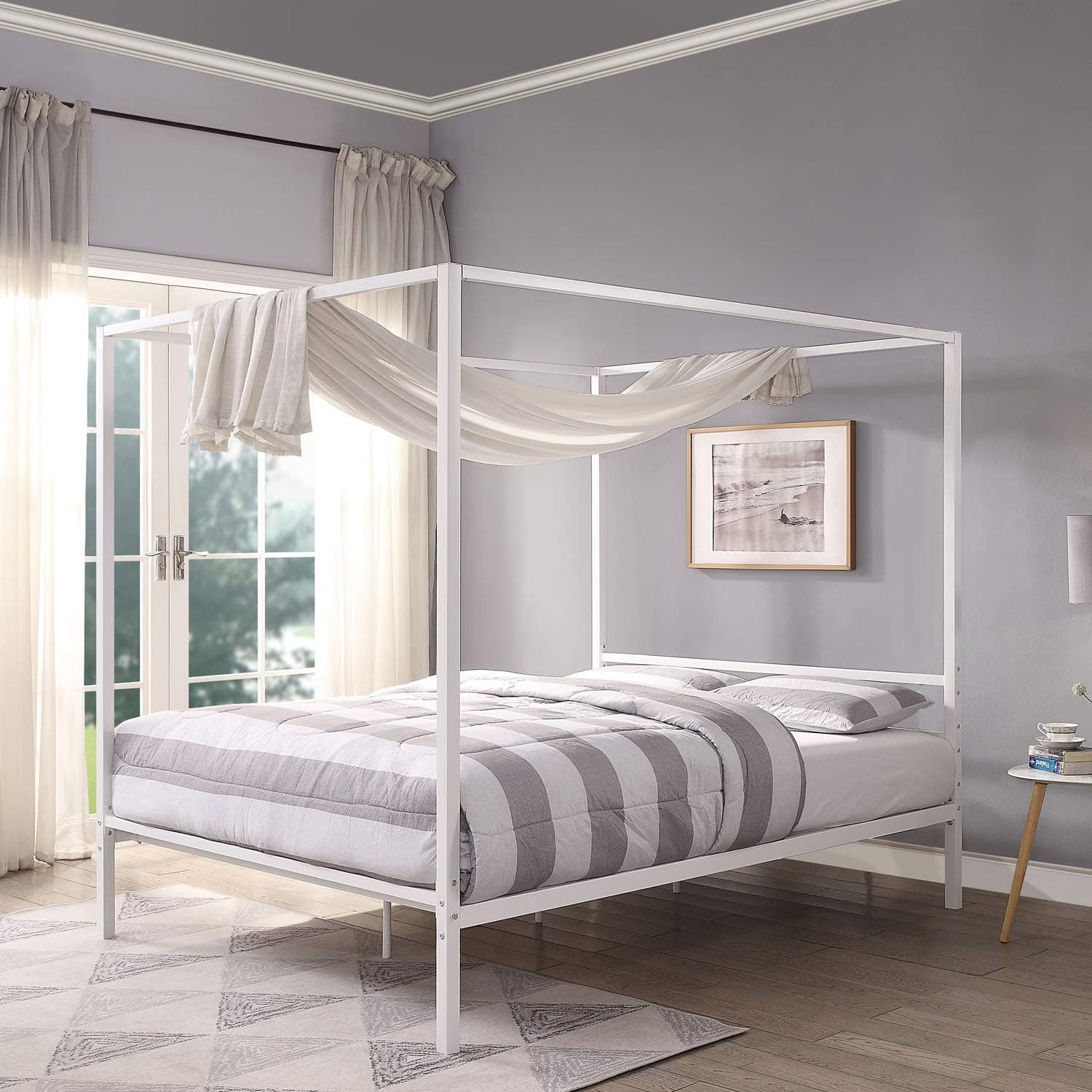 Sleep Design Chalfont White Four Poster Metal Bed Frame Single Double King Sizes