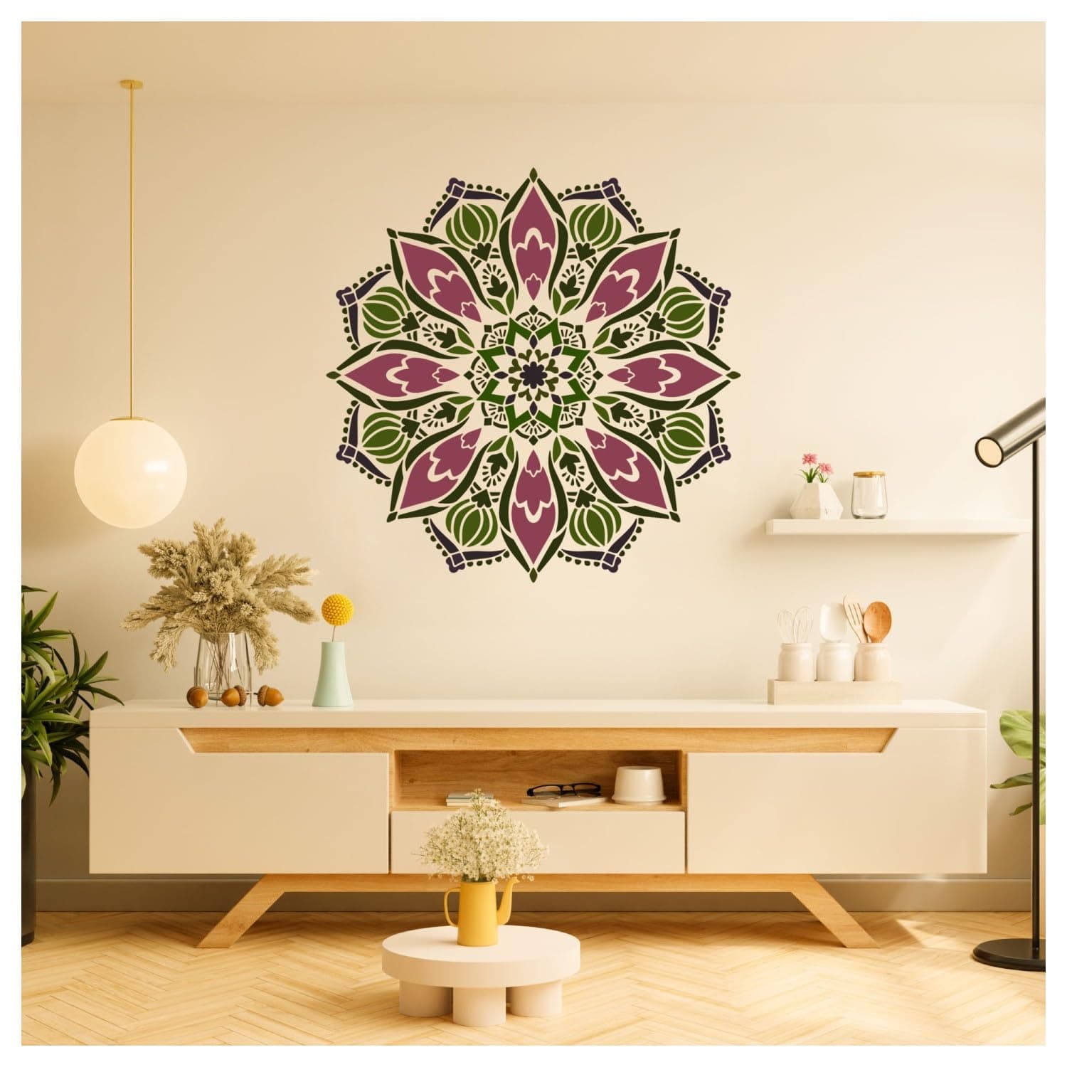 Kayra Decor Mandala Stencils for Wall Painting - Latest Devotion Pack of 1, Sheet Size 16 x 16 inch/Design Size 14 x 14 inch.
