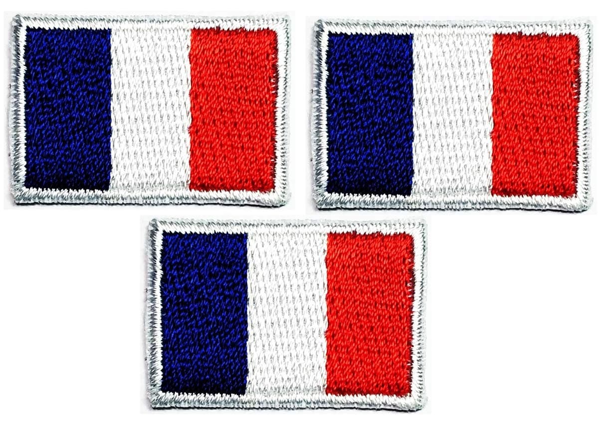 Umama Patch Set of 3 Mini flag '' 0.6X1.1 '' Country France Flag National Iron On Patches France Flag Sticker Embroidery Iron on Applique Patches Craft DIY Clothes Jeans T-Shirt Hat Backpacks
