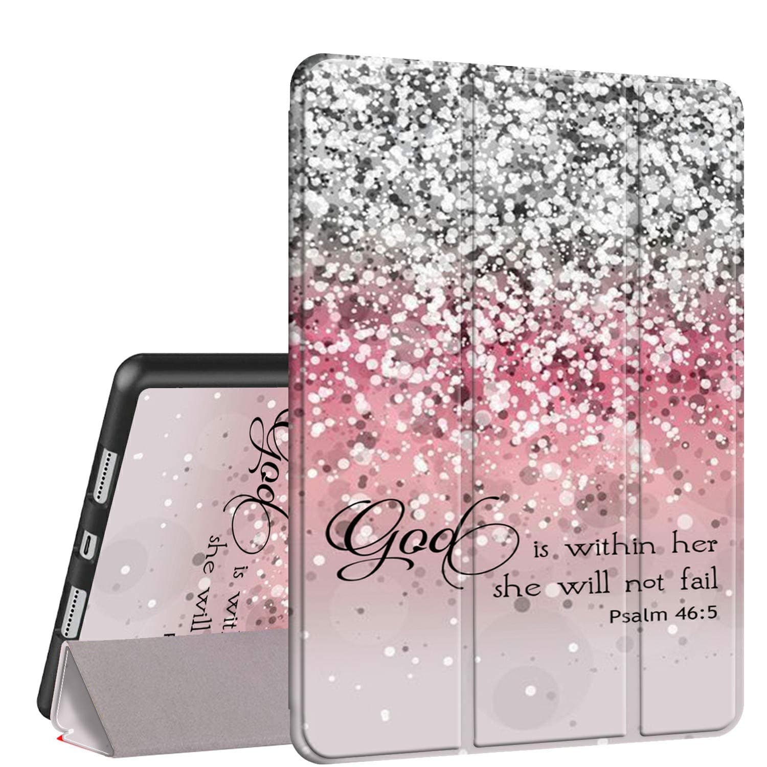 iPad Pro 11 Case 2020, Rossy PU Leather Shock Trifold Stand Folio Smart Cover with Auto Wake/Sleep & Pencil Holder for Apple iPad Pro 11 inch 2nd Generation 2020-Quote Bible Psalm 46:5