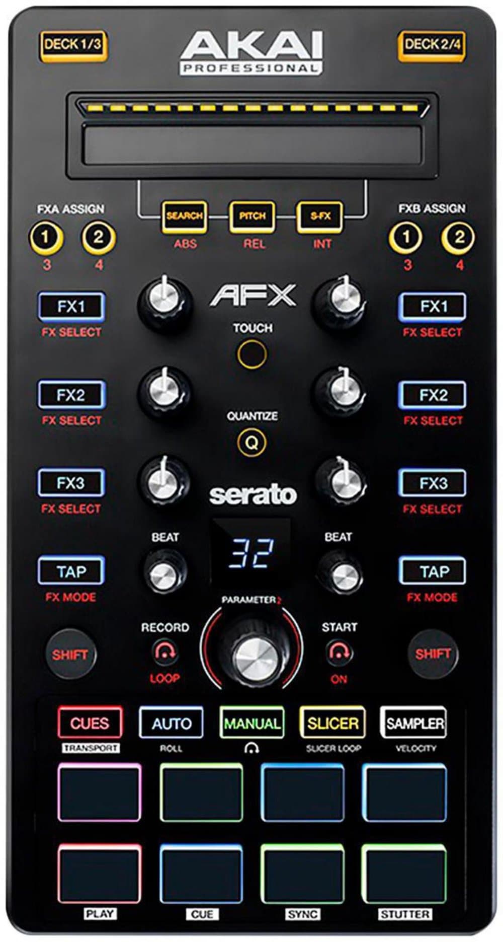 AKAI Professional AFX Ultra Portable USB Powered 4-Deck DJ FX Controller for Serato DJ Including Flip