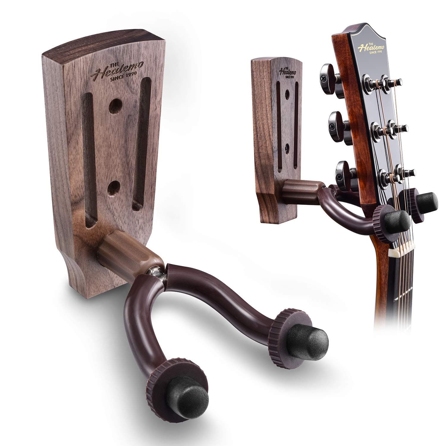 Guitar Wall Mount, Black Walnut Guitar Wall Hanger, Guitar Hook Stand Accessories for Acoustic Electric Bass Ukulele Guitar Holder (1 Pack)