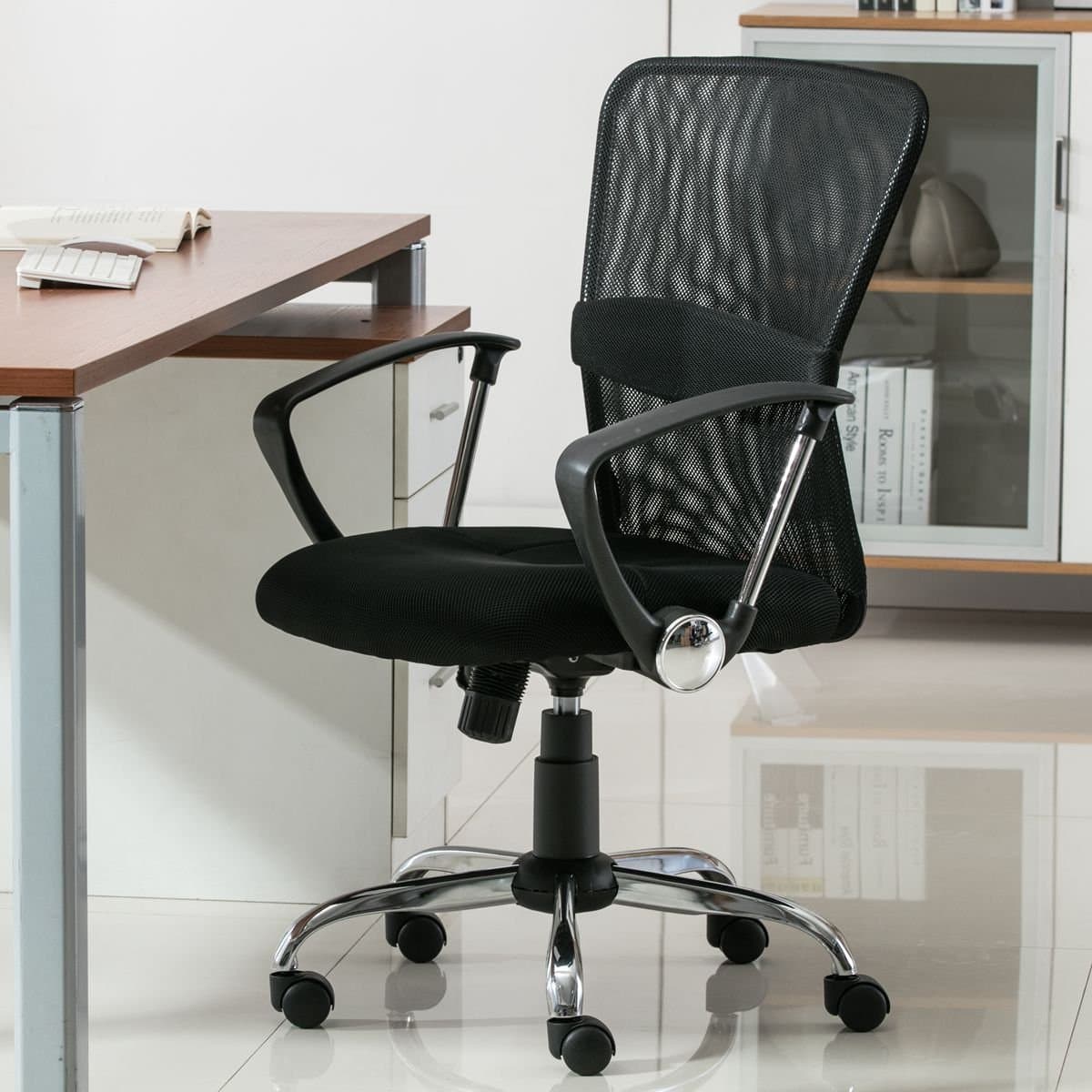 EuroStile Office Computer Mid-Back Mesh Swivel Task Chair Black 8002