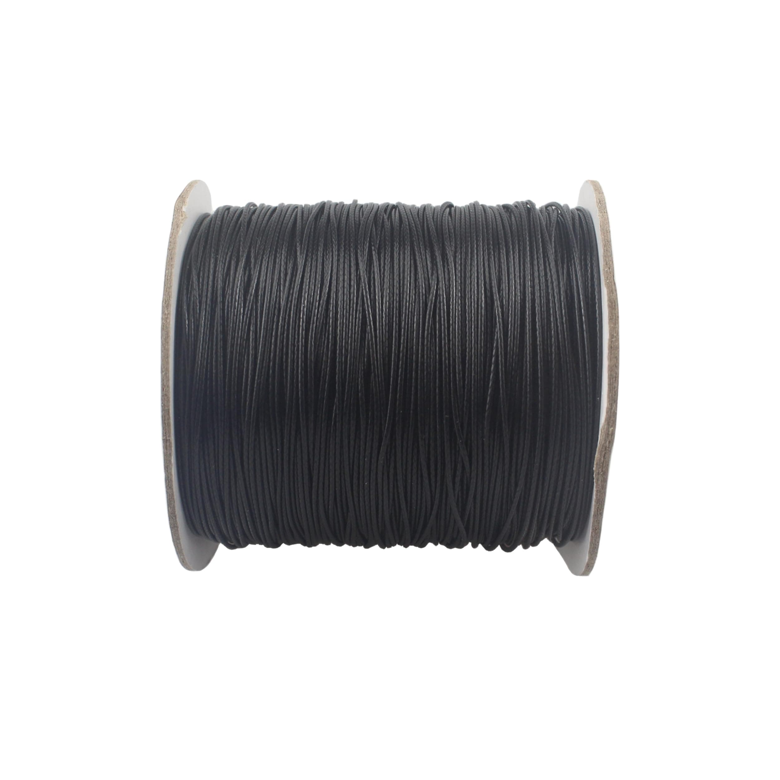 Black Waxed Polyester Jewelry Making Cord Waxed Beading String with Spool for Craft DIY Thread (0.5mm - (150Yards))