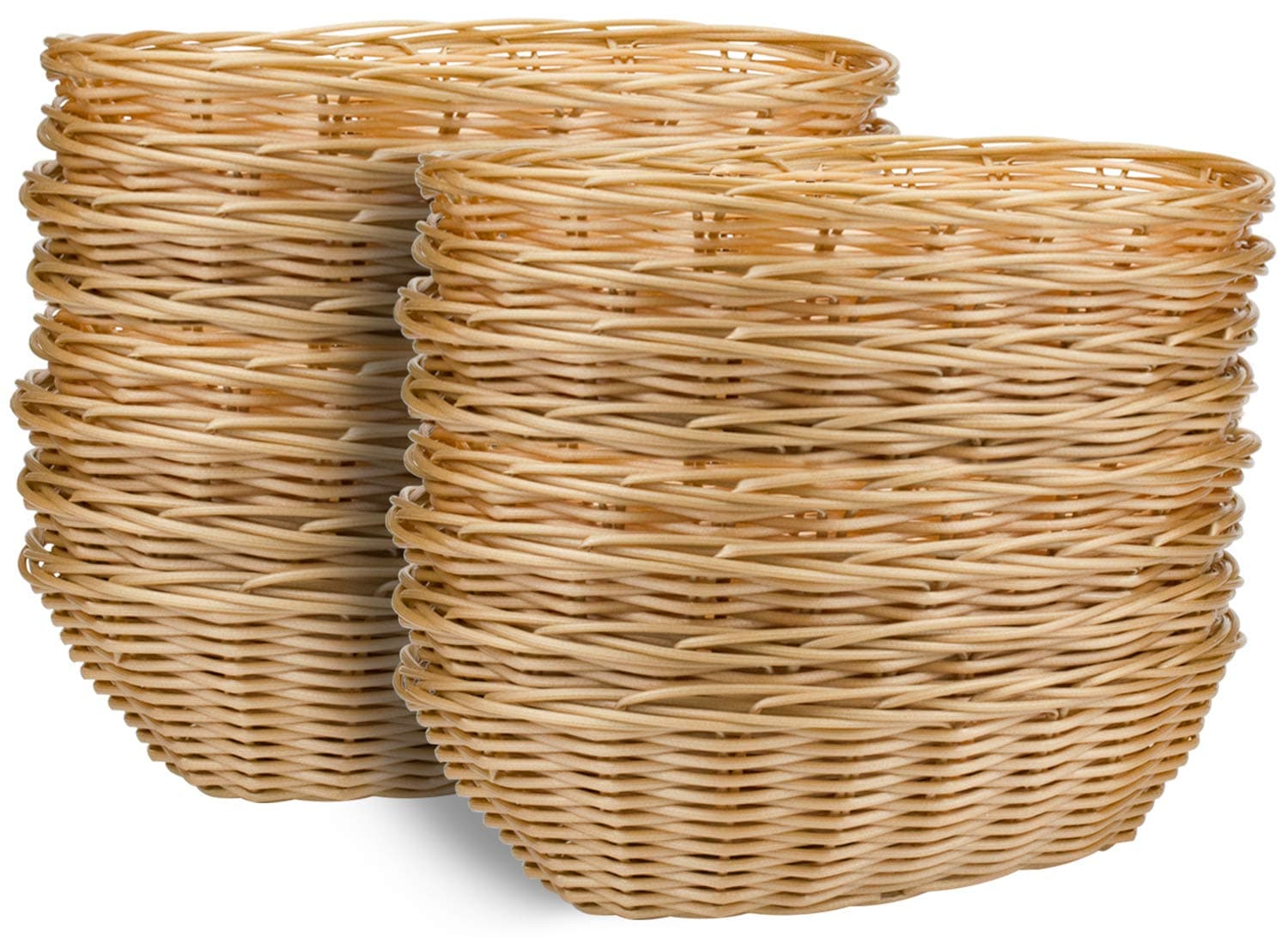 Yesland 16 Pack Plastic Oval Baskets, Food Storage & Fruit Basket, 8-3/4 x 6-1/4 x 2-3/4 Inches Basket Bin for Kitchen, Restaurant, Centerpiece Display