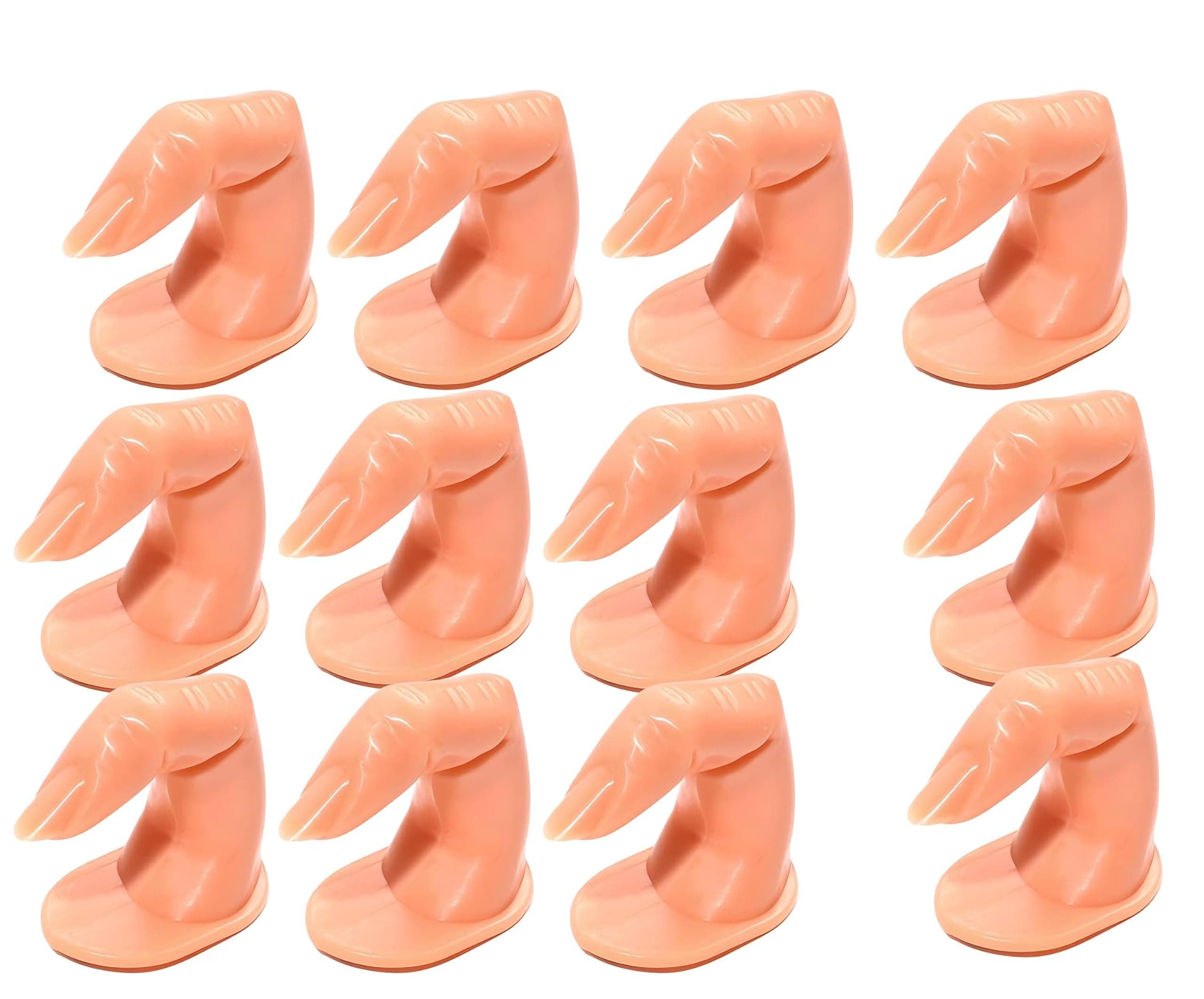 12pcs Practice Manicure Fingers with False Nails, Decoration Training Fingers for Acrylic, Gel and Nail Art