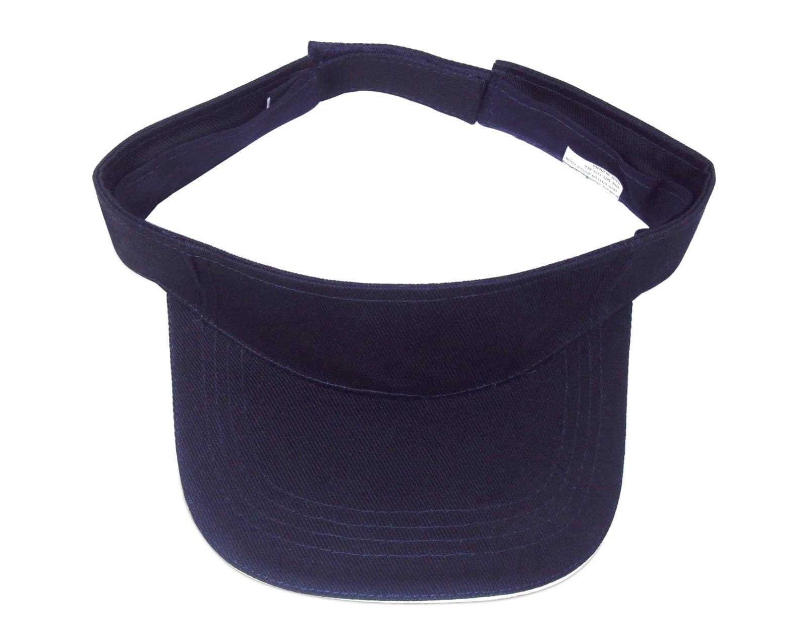 Visor Sandwich Style 100% Woven Cotton, Sturdy Construction for Long Lasting Durability, One Size Fits All Velcro Closure - Navy.