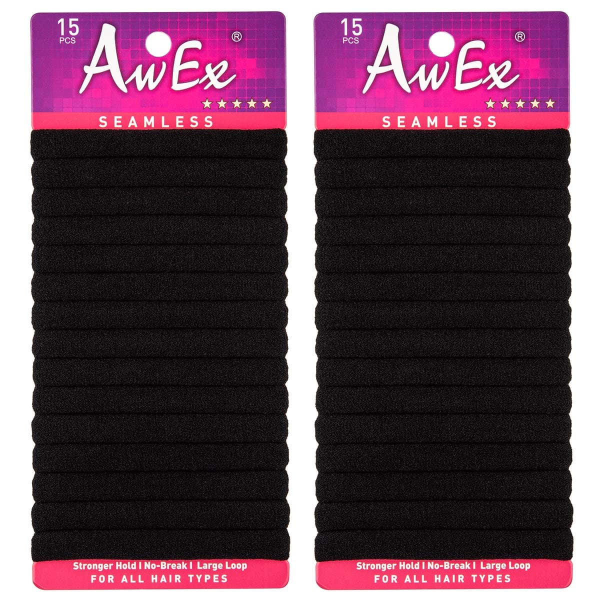 AwEx Seamless,Black Hair Ties,30 PCS,Medium Thickness and Large Loop,Wrist Wearable Hairbands,No Metal Hair Scrunchies,No Pull Ponytail Holder