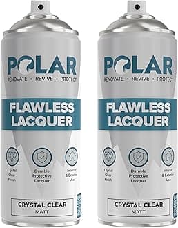 Polar Flawless Lacquer Spray - 2x400ml, Clear - Protective Coating for Wood, Ceramic, Glass, Plastic & Metal - Scratch Resistant & UV Protection - Primer for DIY, Interior & Exterior - Matt Finish