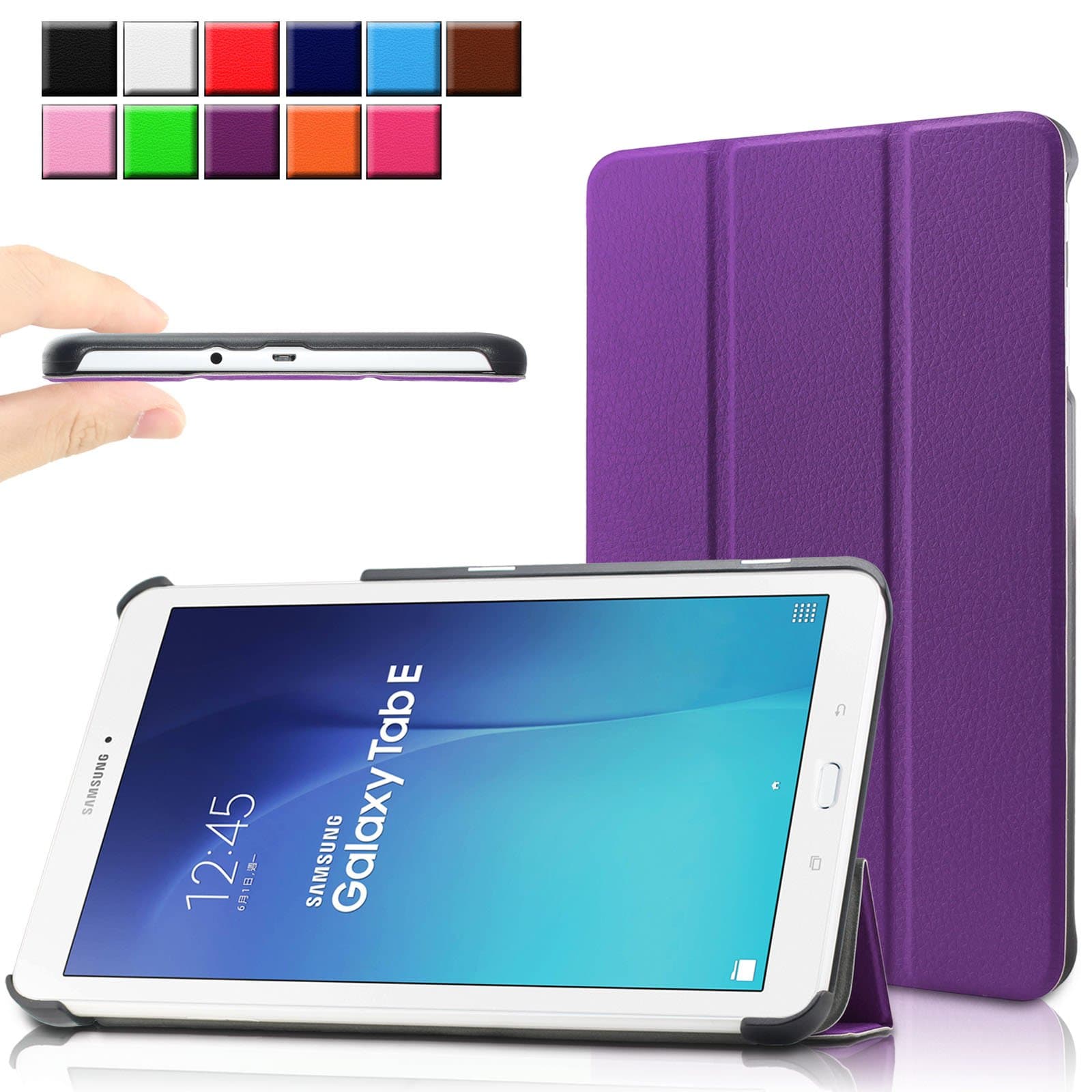 Infiland Samsung Galaxy Tab E 9.6 Case Cover- Samsung Galaxy Tab E 9.6 Ultra Slim Lightweight Smart Case Cover for Samsung Tab E 9.6-Inch SM-T560 / T561 / T565 Tablet(Purple)