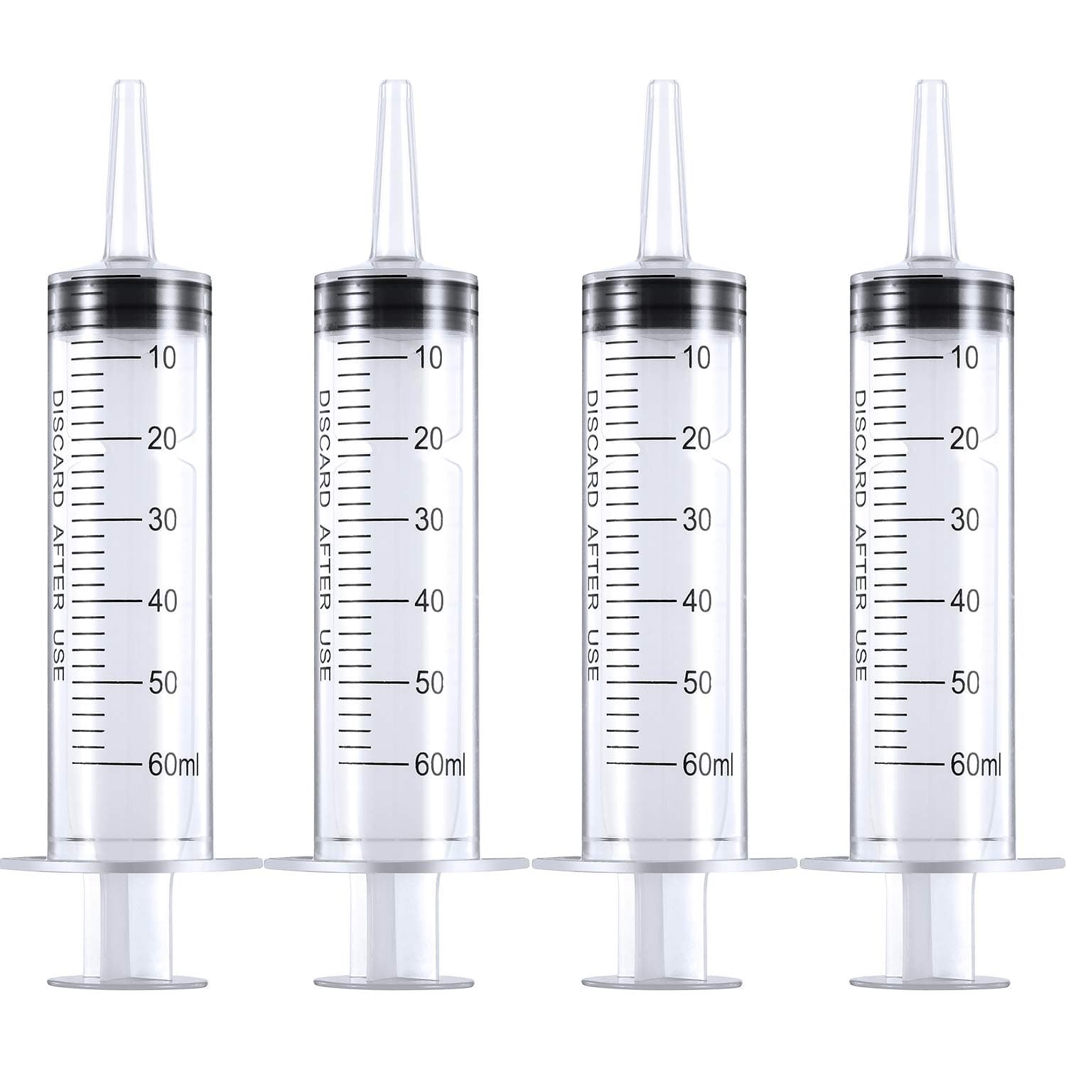 Frienda Large Plastic Syringe 4 Pack Measuring Syringe Tools Dispensing Multiple Uses(60 ml)