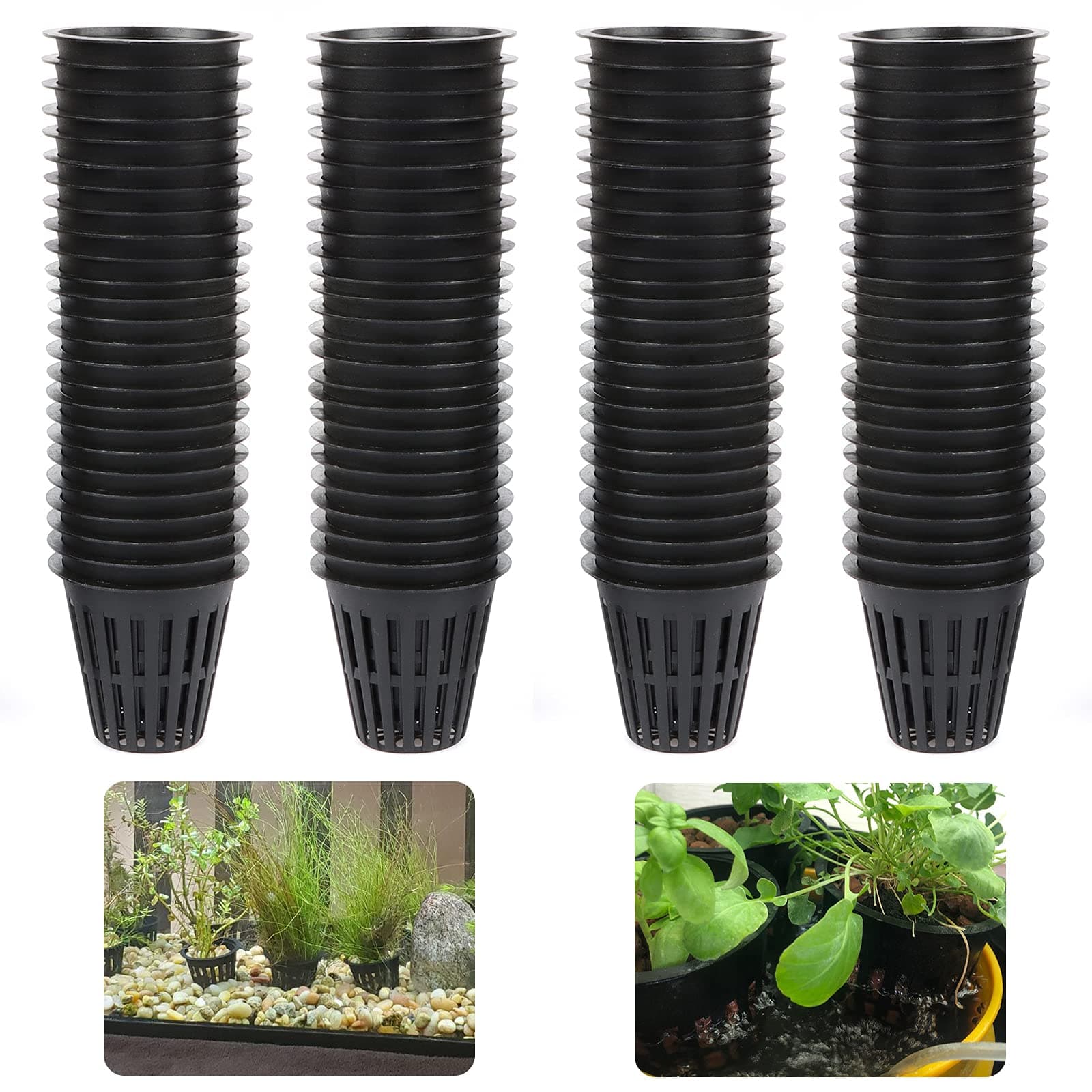 50PCS 2 Inch Garden Slotted Mesh Net Cups, Round Heavy Duty Net Cups Pots for, Hydroponics Slotted Mesh