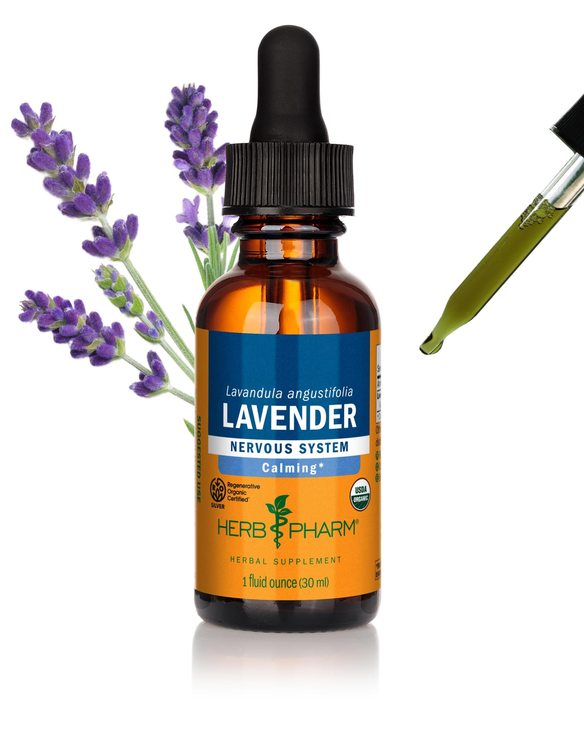 Certified Organic Lavender Flower Liquid Extract for Calming Nervous System Support, 1 Fl Oz